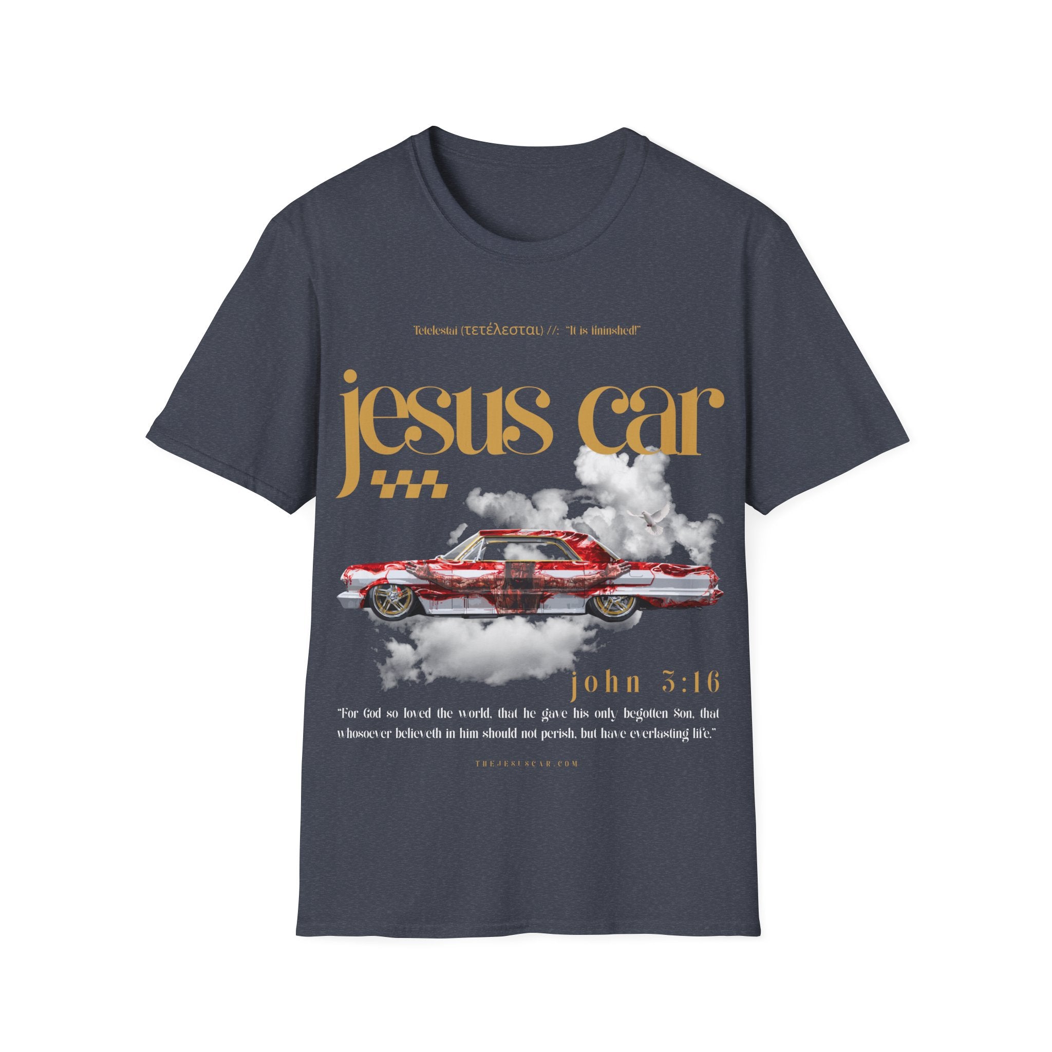 Dove Cloud Adult T-shirt - Jesus Car Unisex Softstyle T-Shirt | John 3:16, Christian Clothing, Gift for Car Lovers, Faith-Based Apparel, Jesus