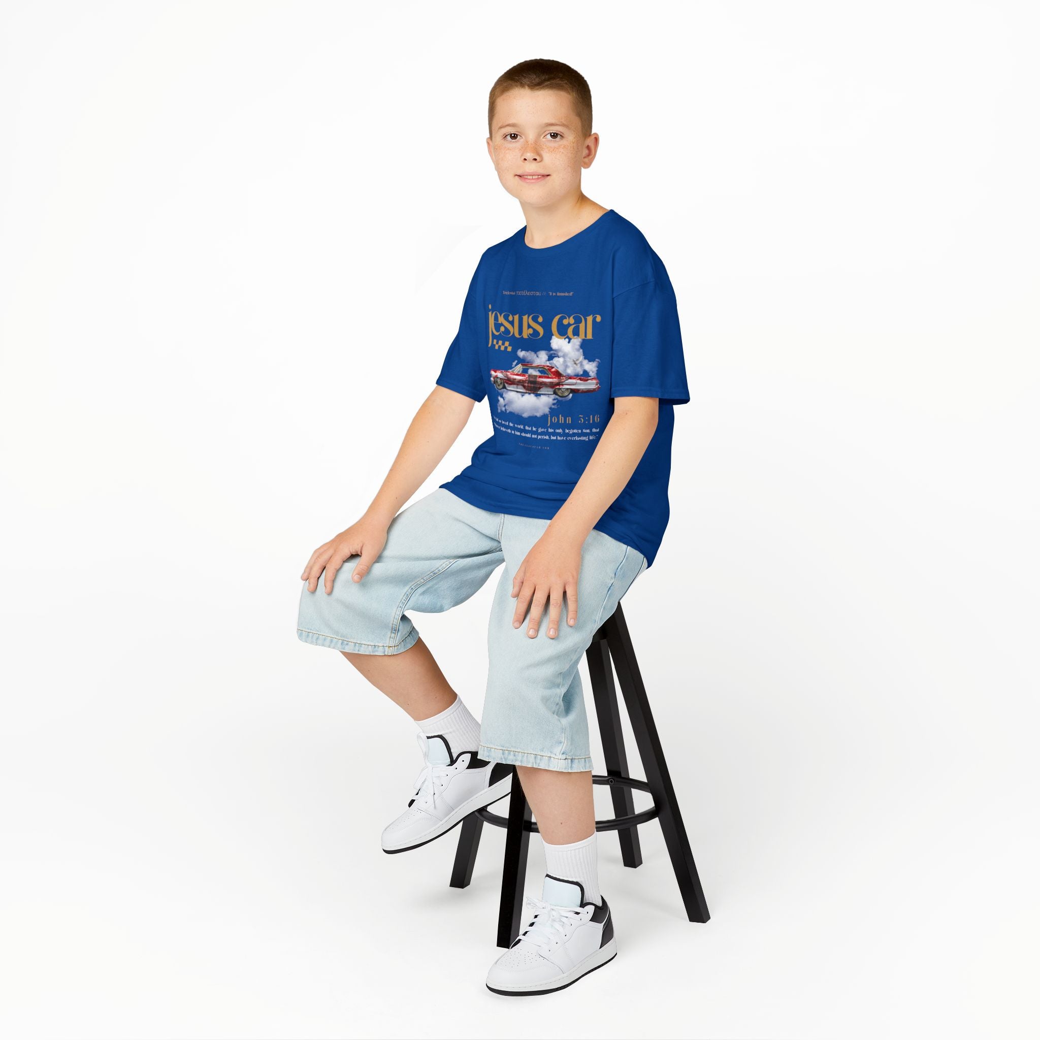 Dove Cloud - Kids Jesus Car Tee - Fun Religious T-Shirt for Children, John 3:16, Kids Christian Clothing, Christian Gift, Sunday School