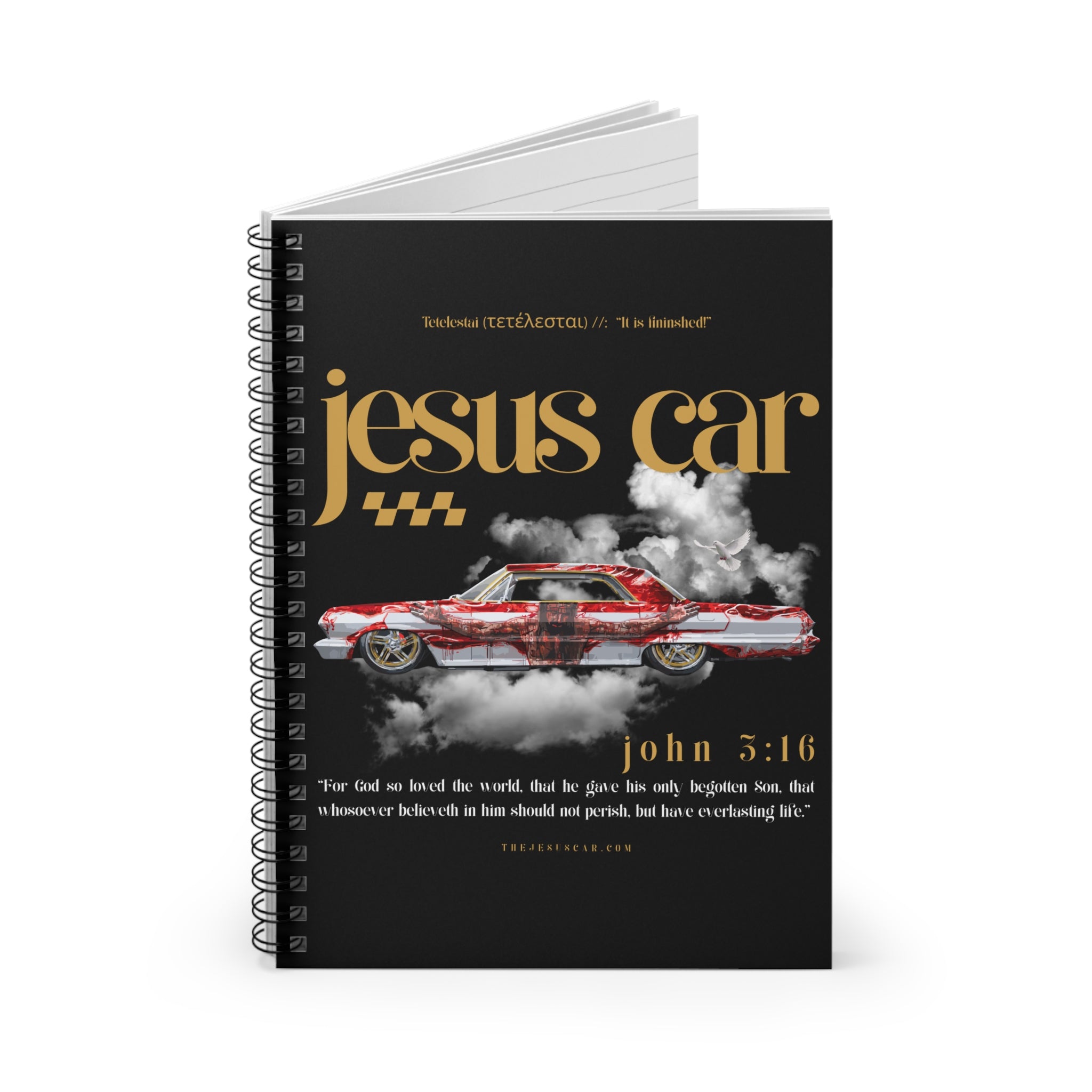 Dove Cloud Spiral Notebook – Jesus Car Design, Christian Gift, Motivational Journal, School Supplies, Sermon Note-taking