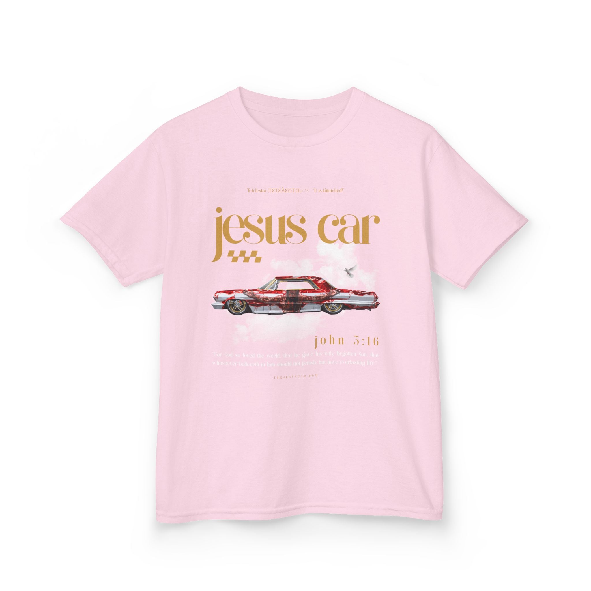 Dove Cloud - Kids Jesus Car Tee - Fun Religious T-Shirt for Children, John 3:16, Kids Christian Clothing, Christian Gift, Sunday School