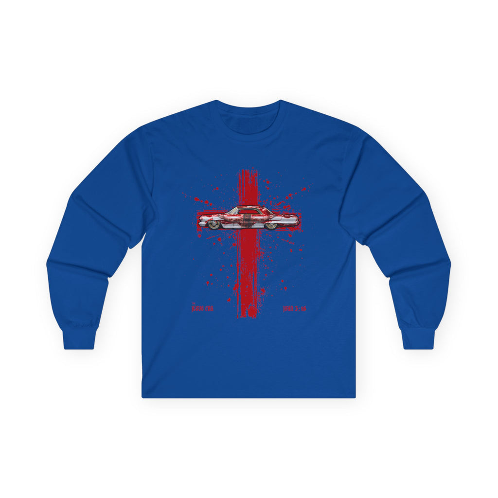 Red Cross - Jesus Car Long Sleeve Tee, John 3:16, Christian Clothing, Faith Apparel, Religious Gift