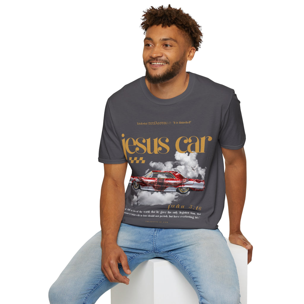Dove Cloud Adult T-shirt - Jesus Car Unisex Softstyle T-Shirt | John 3:16, Christian Clothing, Gift for Car Lovers, Faith-Based Apparel, Jesus