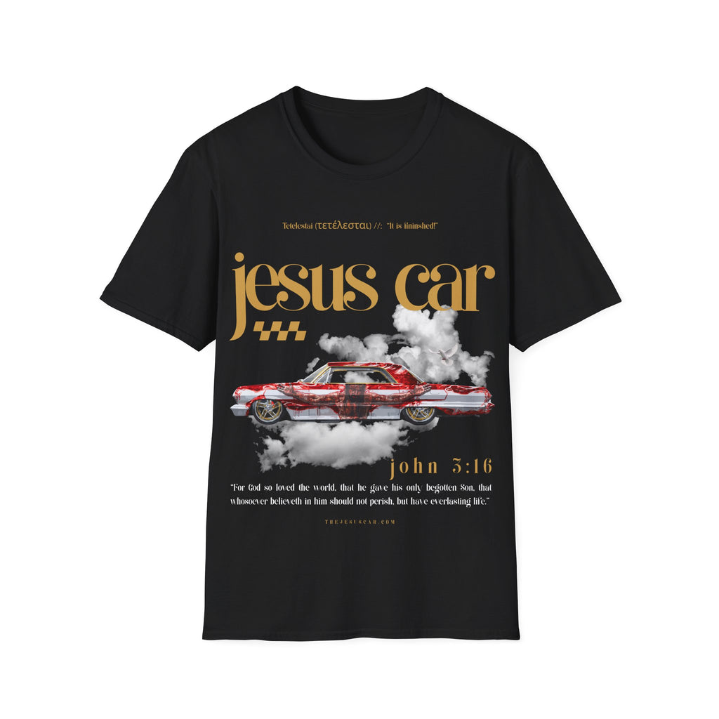 Dove Cloud Adult T-shirt - Jesus Car Unisex Softstyle T-Shirt | John 3:16, Christian Clothing, Gift for Car Lovers, Faith-Based Apparel, Jesus