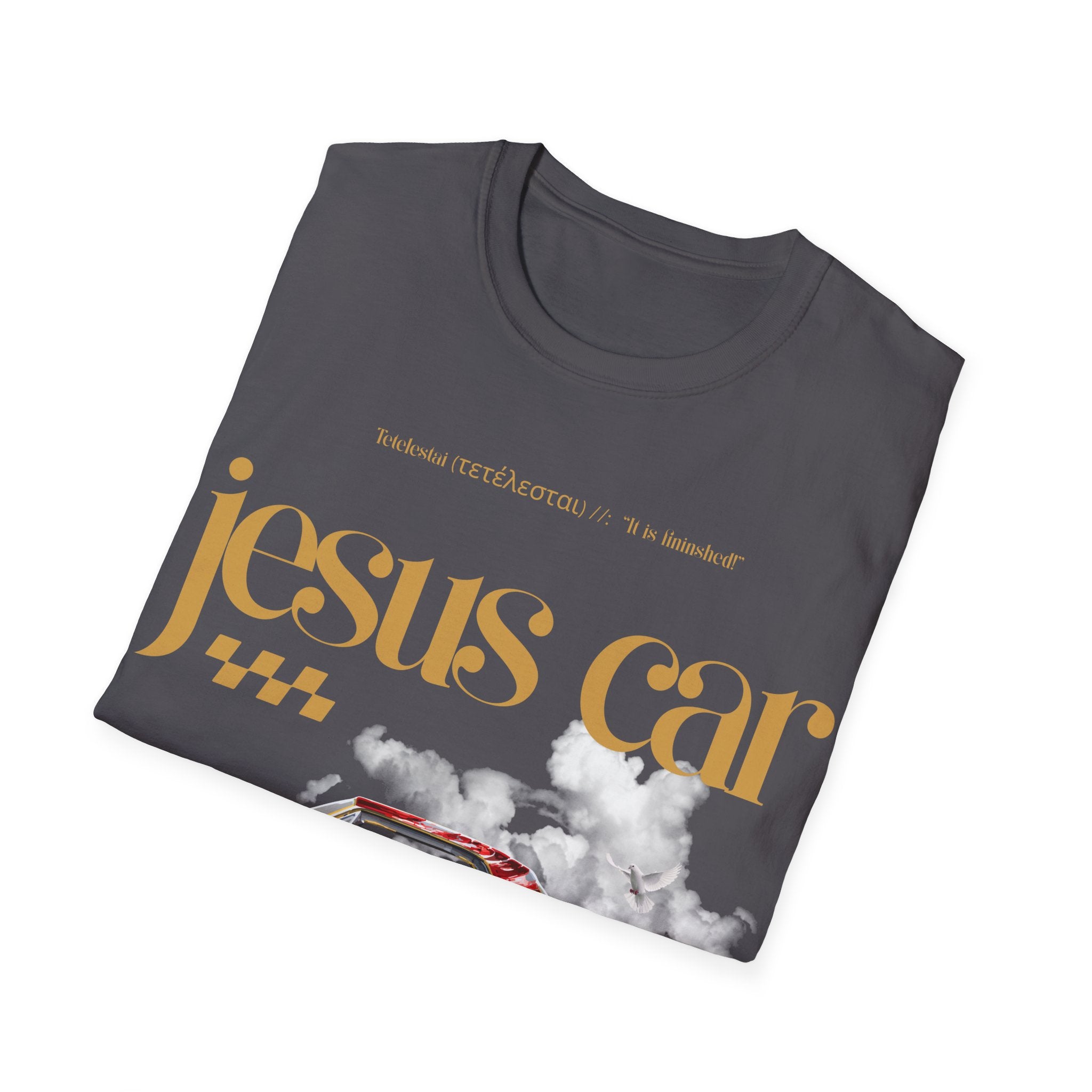 Dove Cloud Adult T-shirt - Jesus Car Unisex Softstyle T-Shirt | John 3:16, Christian Clothing, Gift for Car Lovers, Faith-Based Apparel, Jesus