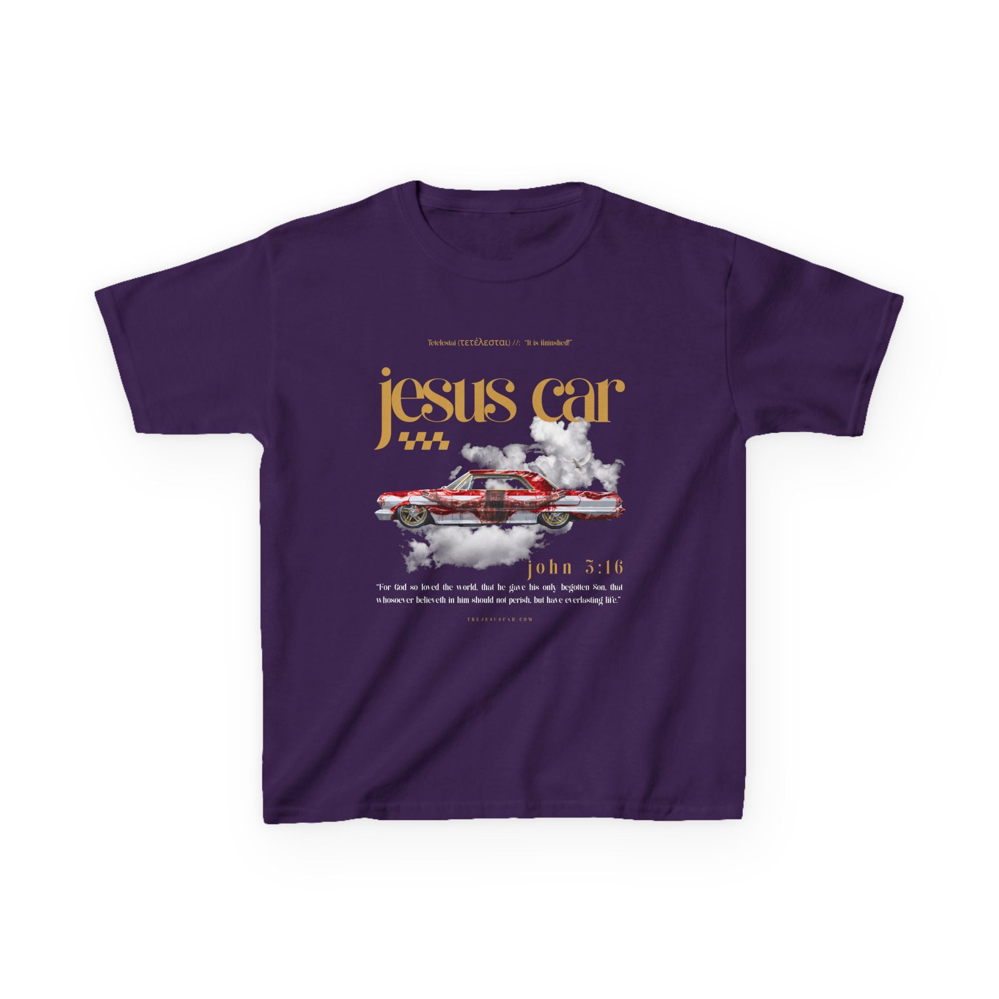 Dove Cloud - Kids Jesus Car Tee - Fun Religious T-Shirt for Children, John 3:16, Kids Christian Clothing, Christian Gift, Sunday School