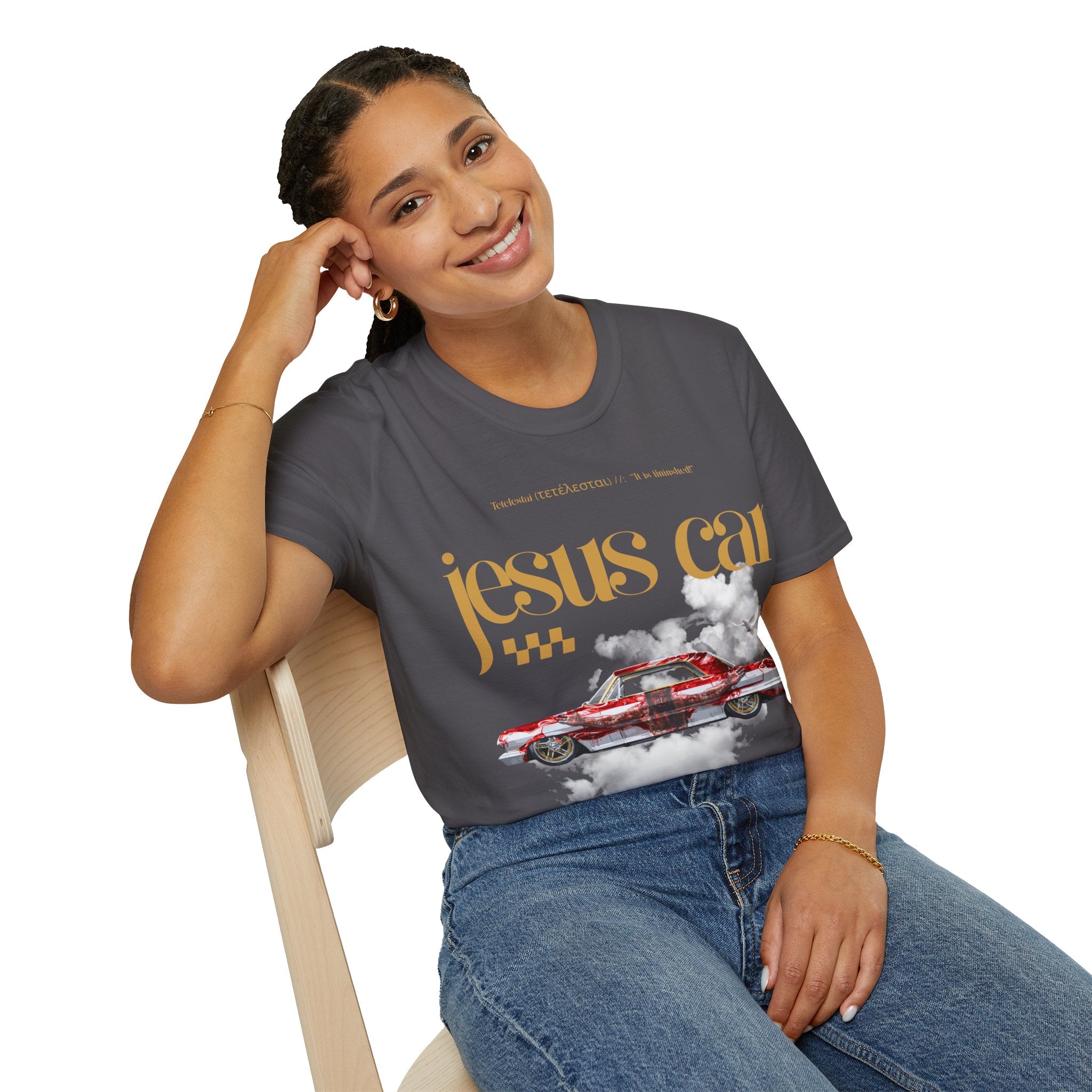 Dove Cloud Adult T-shirt - Jesus Car Unisex Softstyle T-Shirt | John 3:16, Christian Clothing, Gift for Car Lovers, Faith-Based Apparel, Jesus