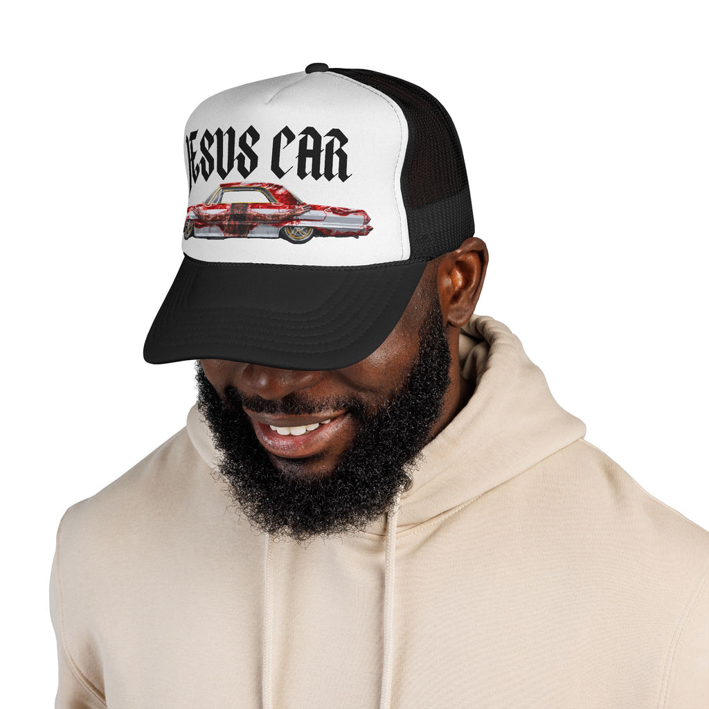 Jesus Car Trucker Cap, Faith Hat, Religious Gift, Vintage Style Headwear, Christian Apparel, Unique Trucking Merchandise