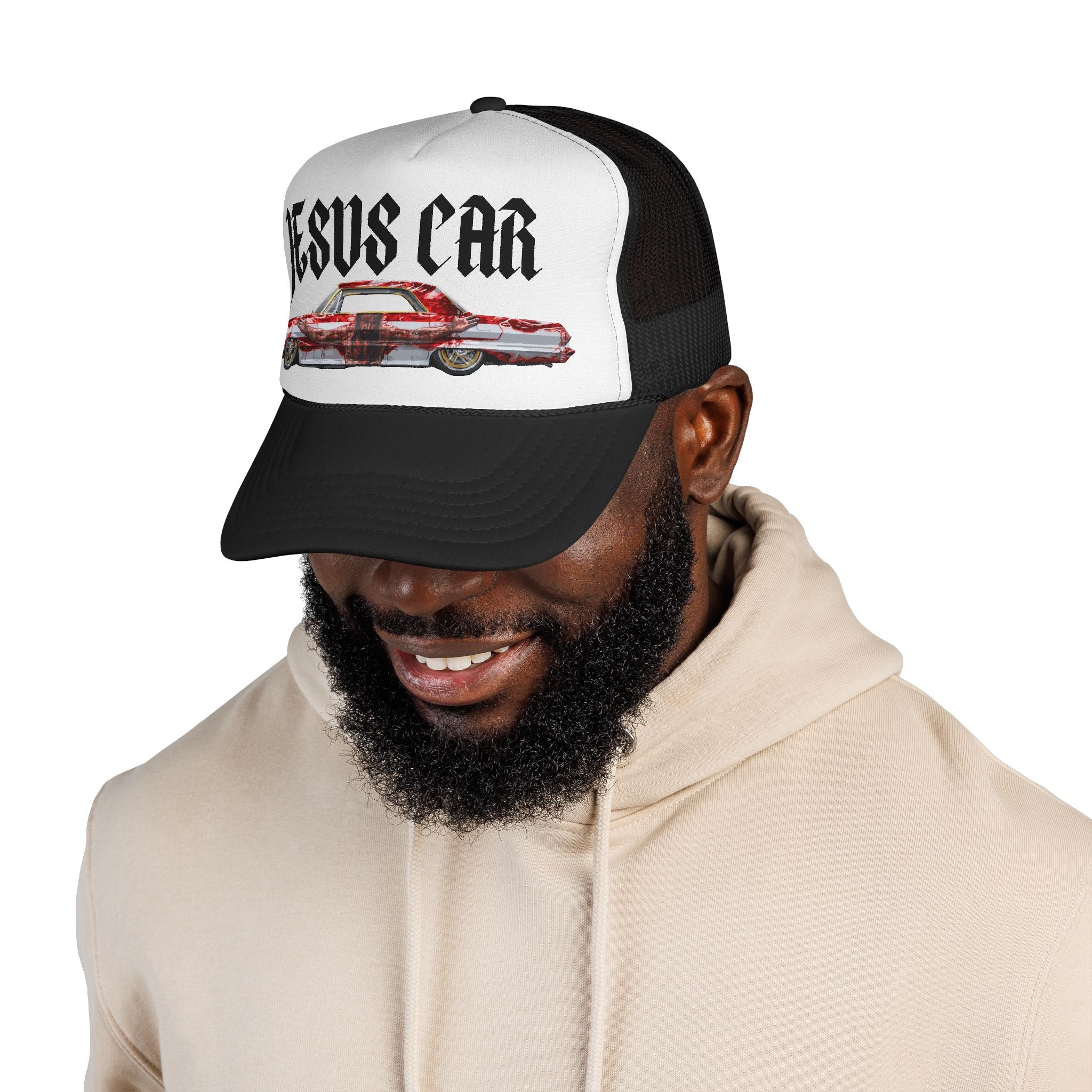 Jesus Car Trucker Cap, Faith Hat, Religious Gift, Vintage Style Headwear, Christian Apparel, Unique Trucking Merchandise