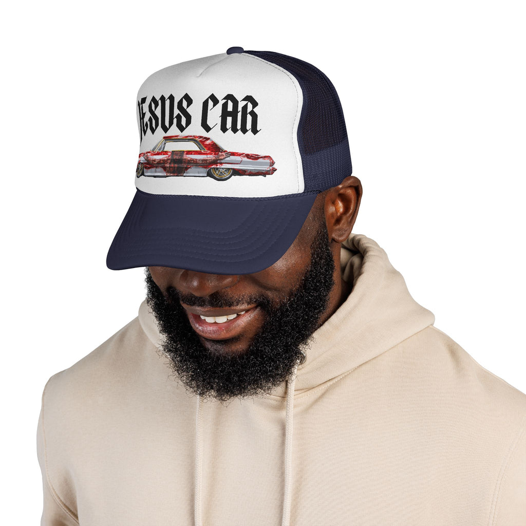 Jesus Car Trucker Cap, Faith Hat, Religious Gift, Vintage Style Headwear, Christian Apparel, Unique Trucking Merchandise