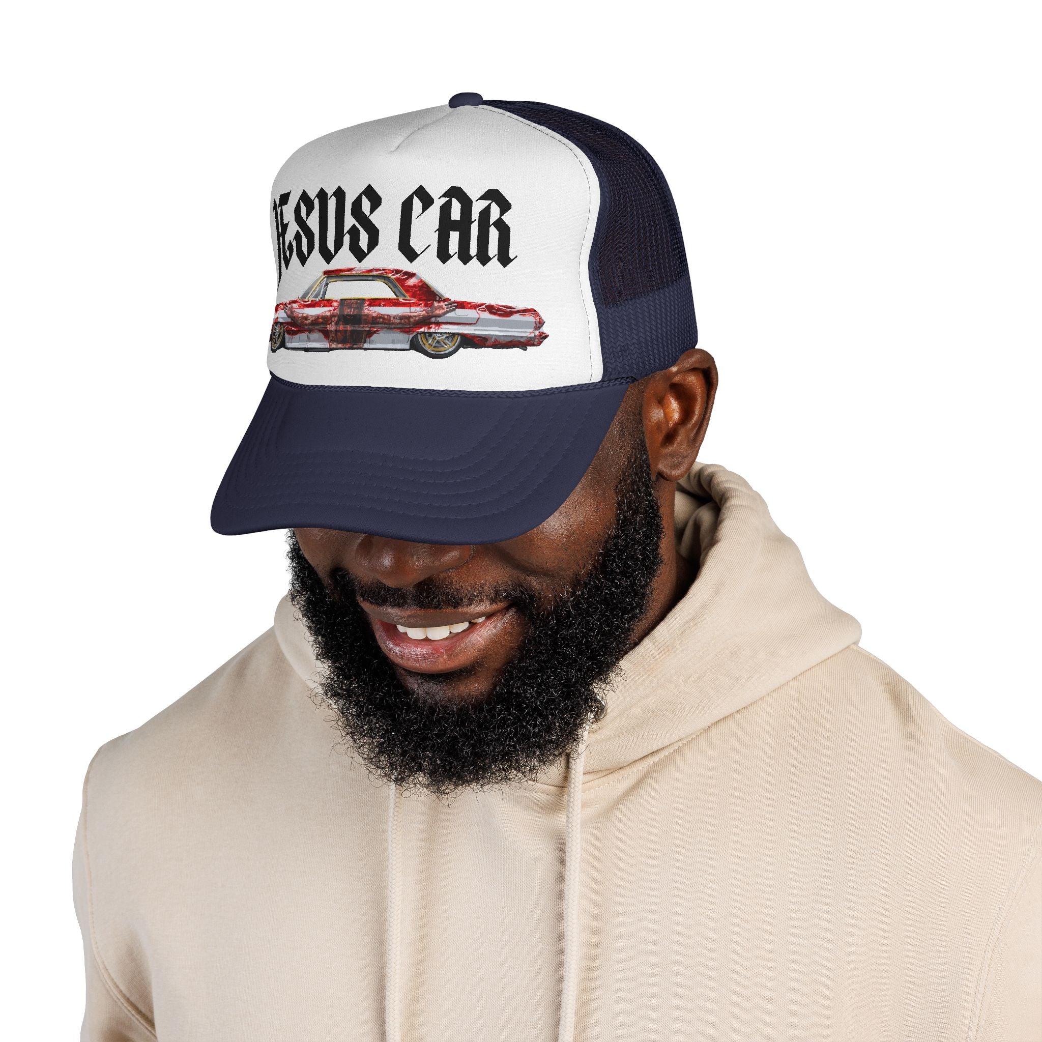 Jesus Car Trucker Cap, Faith Hat, Religious Gift, Vintage Style Headwear, Christian Apparel, Unique Trucking Merchandise