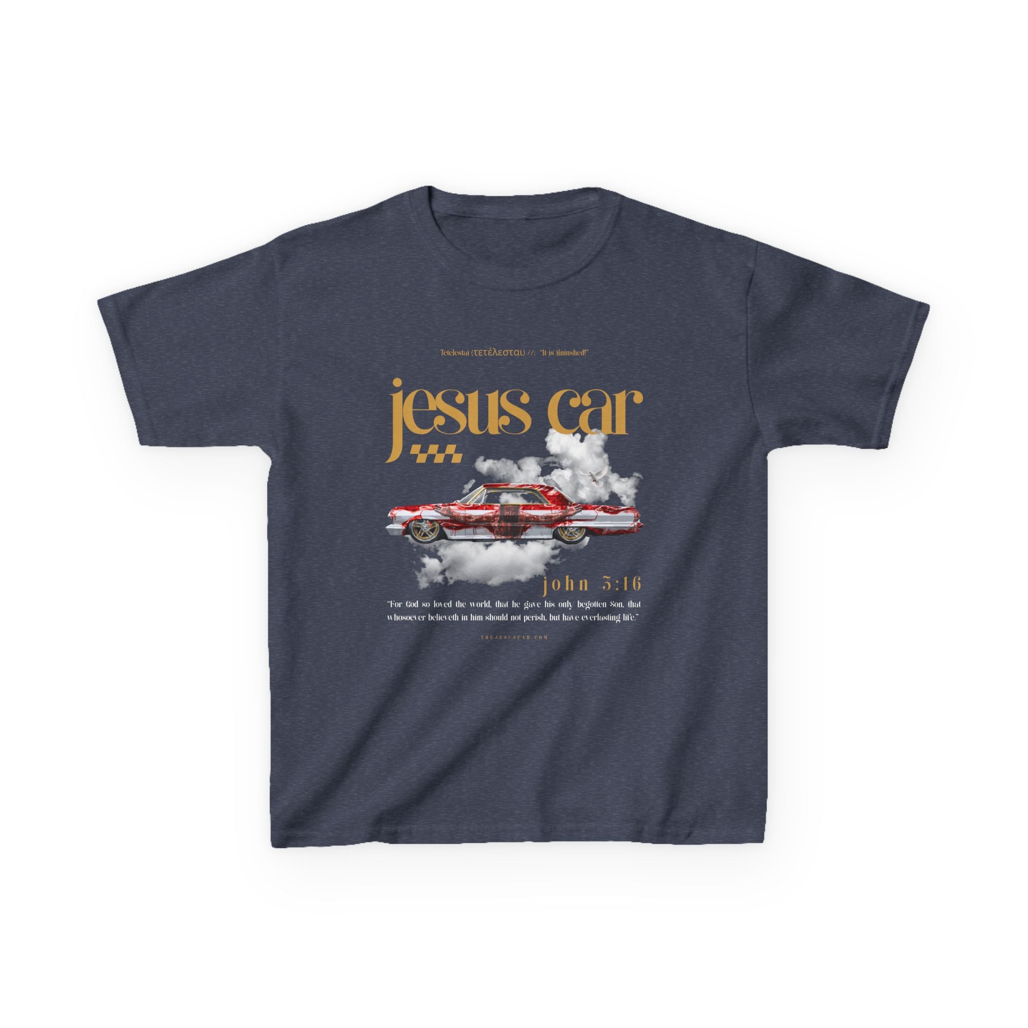 Dove Cloud - Kids Jesus Car Tee - Fun Religious T-Shirt for Children, John 3:16, Kids Christian Clothing, Christian Gift, Sunday School