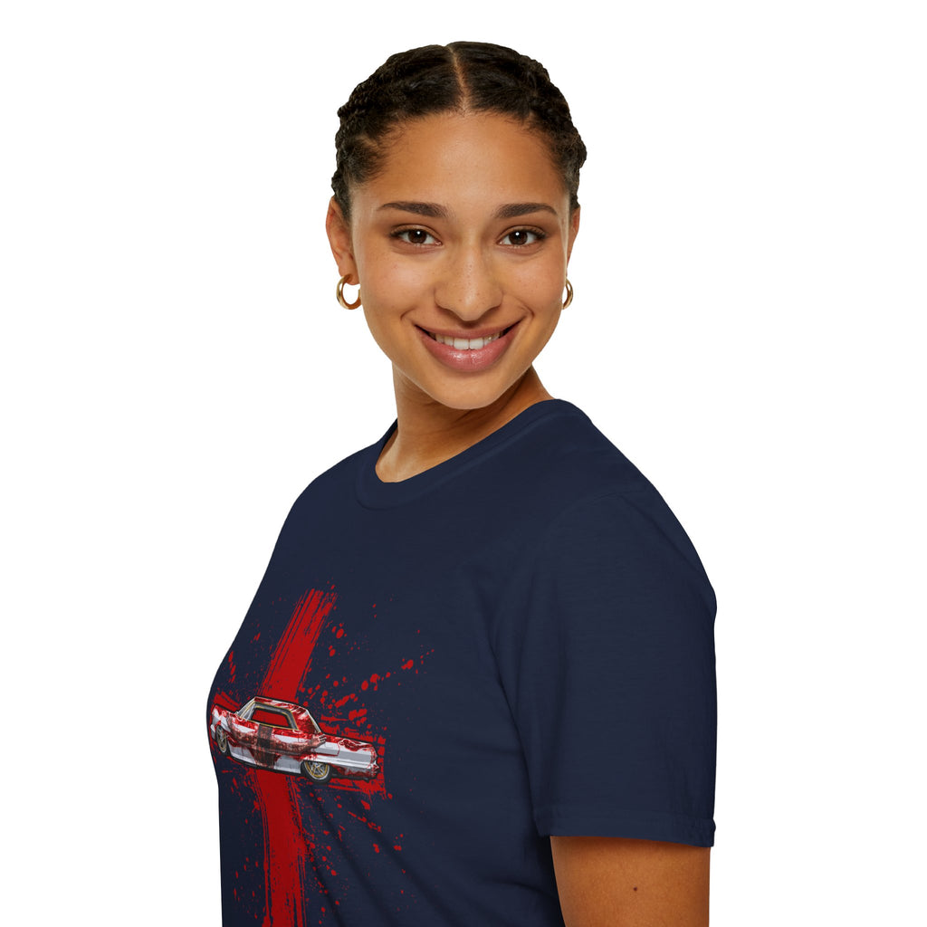 Red Cross Adult T-Shirt | Jesus Car, John 3:16, Christian Clothing, Gift for Car Lovers, Faith-Based Apparel, Jesus
