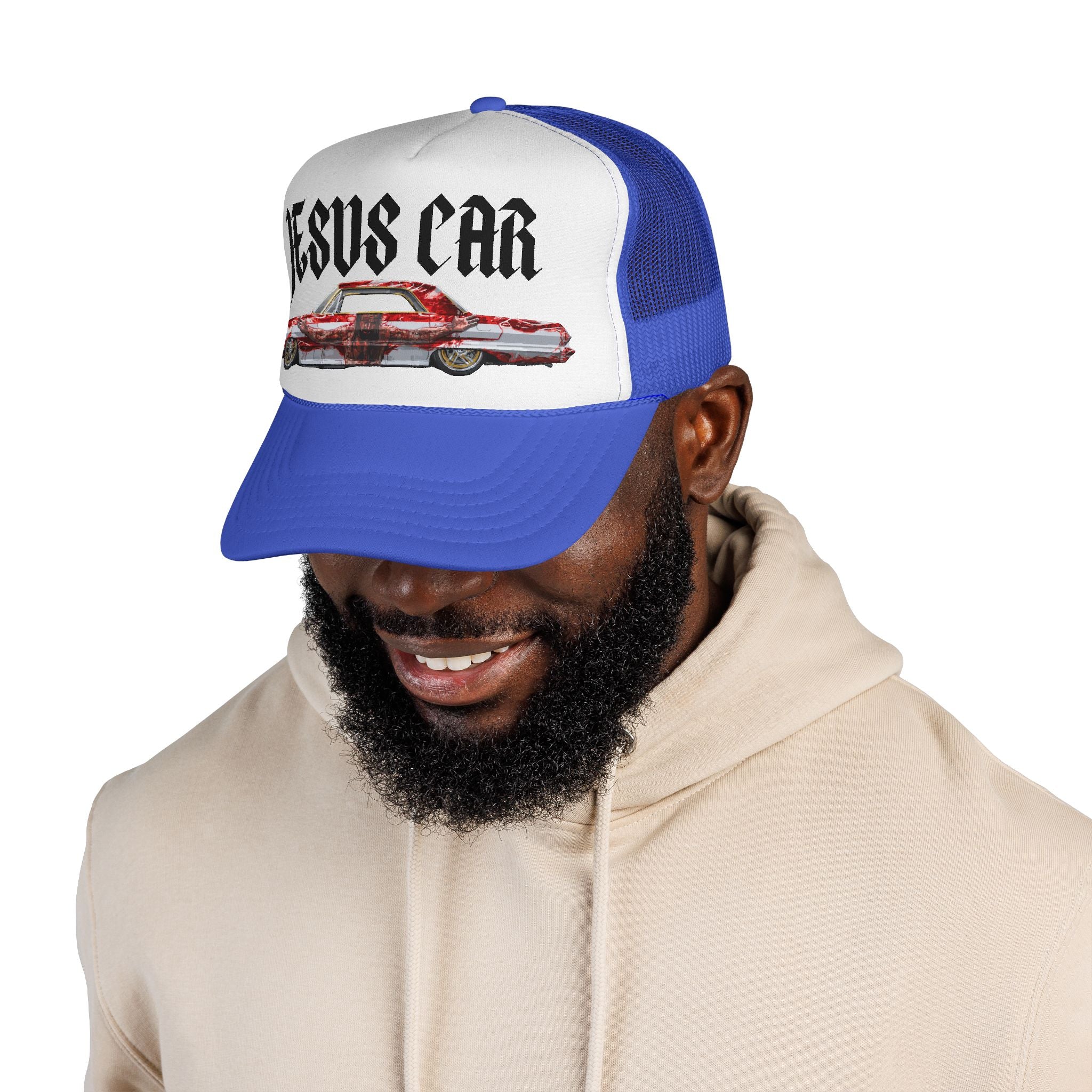 Jesus Car Trucker Cap, Faith Hat, Religious Gift, Vintage Style Headwear, Christian Apparel, Unique Trucking Merchandise