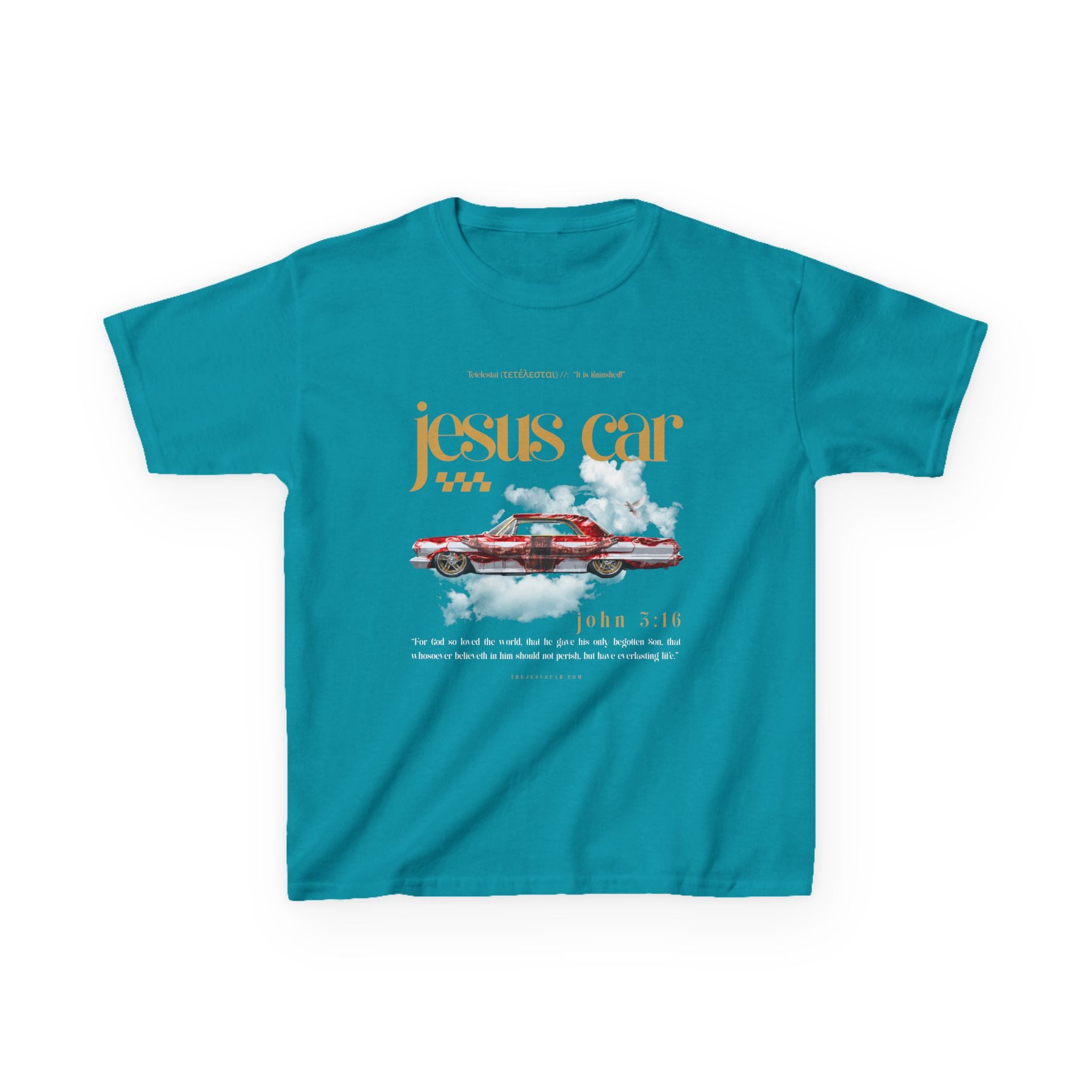 Dove Cloud - Kids Jesus Car Tee - Fun Religious T-Shirt for Children, John 3:16, Kids Christian Clothing, Christian Gift, Sunday School