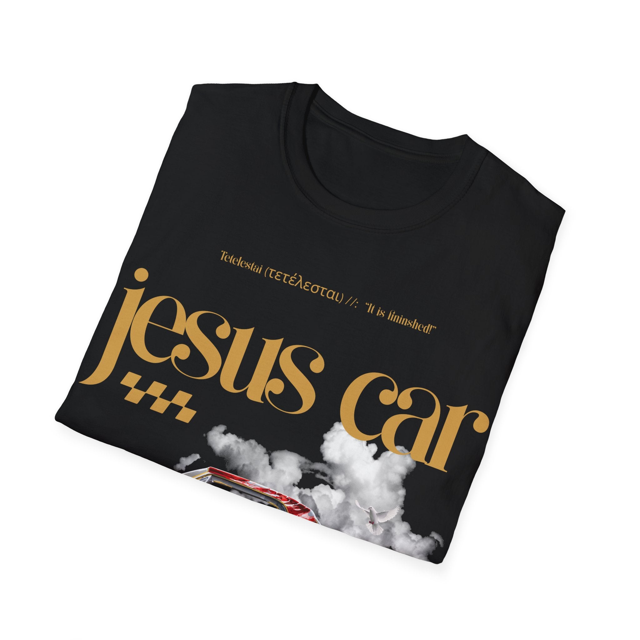 Dove Cloud Adult T-shirt - Jesus Car Unisex Softstyle T-Shirt | John 3:16, Christian Clothing, Gift for Car Lovers, Faith-Based Apparel, Jesus