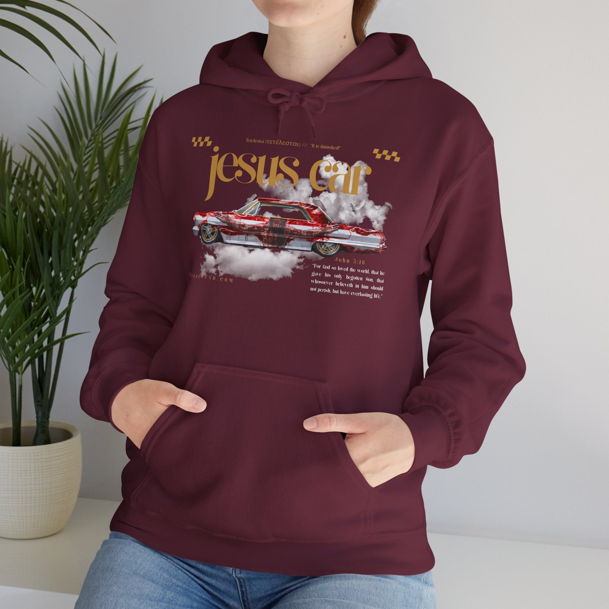 Dove Cloud Hoodie with Jesus Car, John 3:16, Religious Sweatshirt, Christian Clothing, Christian Gift, Cozy Unisex Hoodie