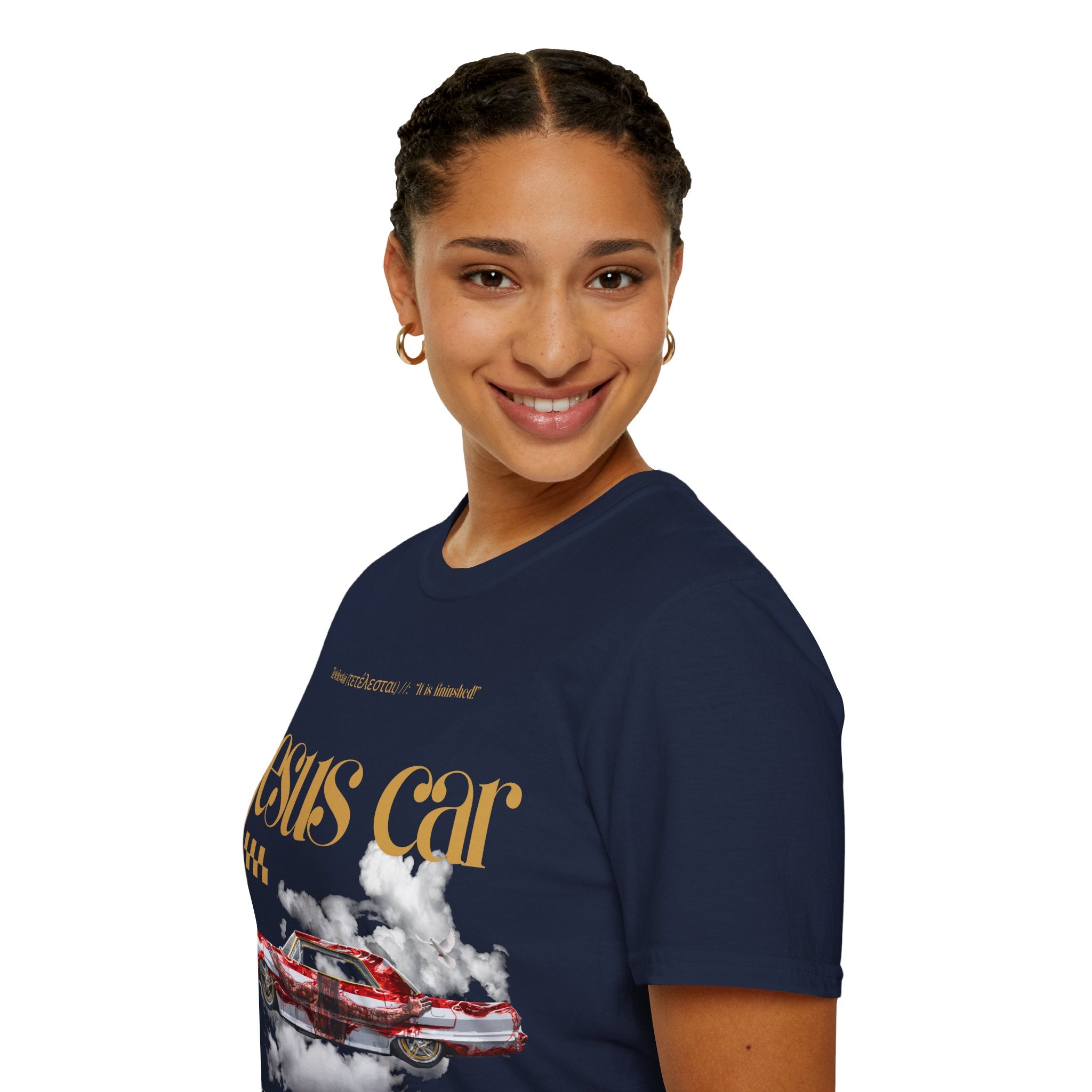 Dove Cloud Adult T-shirt - Jesus Car Unisex Softstyle T-Shirt | John 3:16, Christian Clothing, Gift for Car Lovers, Faith-Based Apparel, Jesus