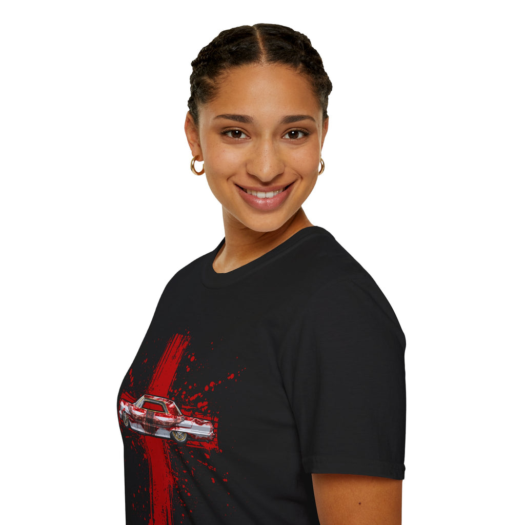 Red Cross Adult T-Shirt | Jesus Car, John 3:16, Christian Clothing, Gift for Car Lovers, Faith-Based Apparel, Jesus