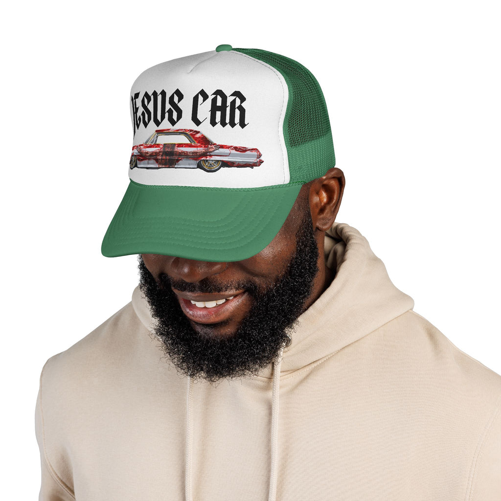 Jesus Car Trucker Cap, Faith Hat, Religious Gift, Vintage Style Headwear, Christian Apparel, Unique Trucking Merchandise