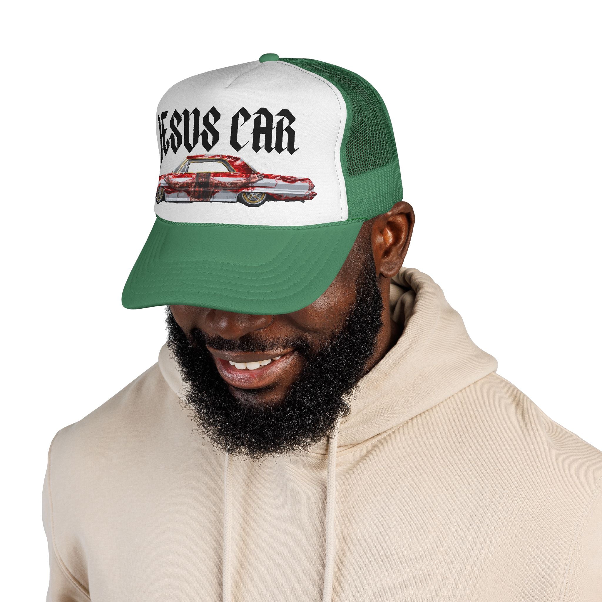 Jesus Car Trucker Cap, Faith Hat, Religious Gift, Vintage Style Headwear, Christian Apparel, Unique Trucking Merchandise