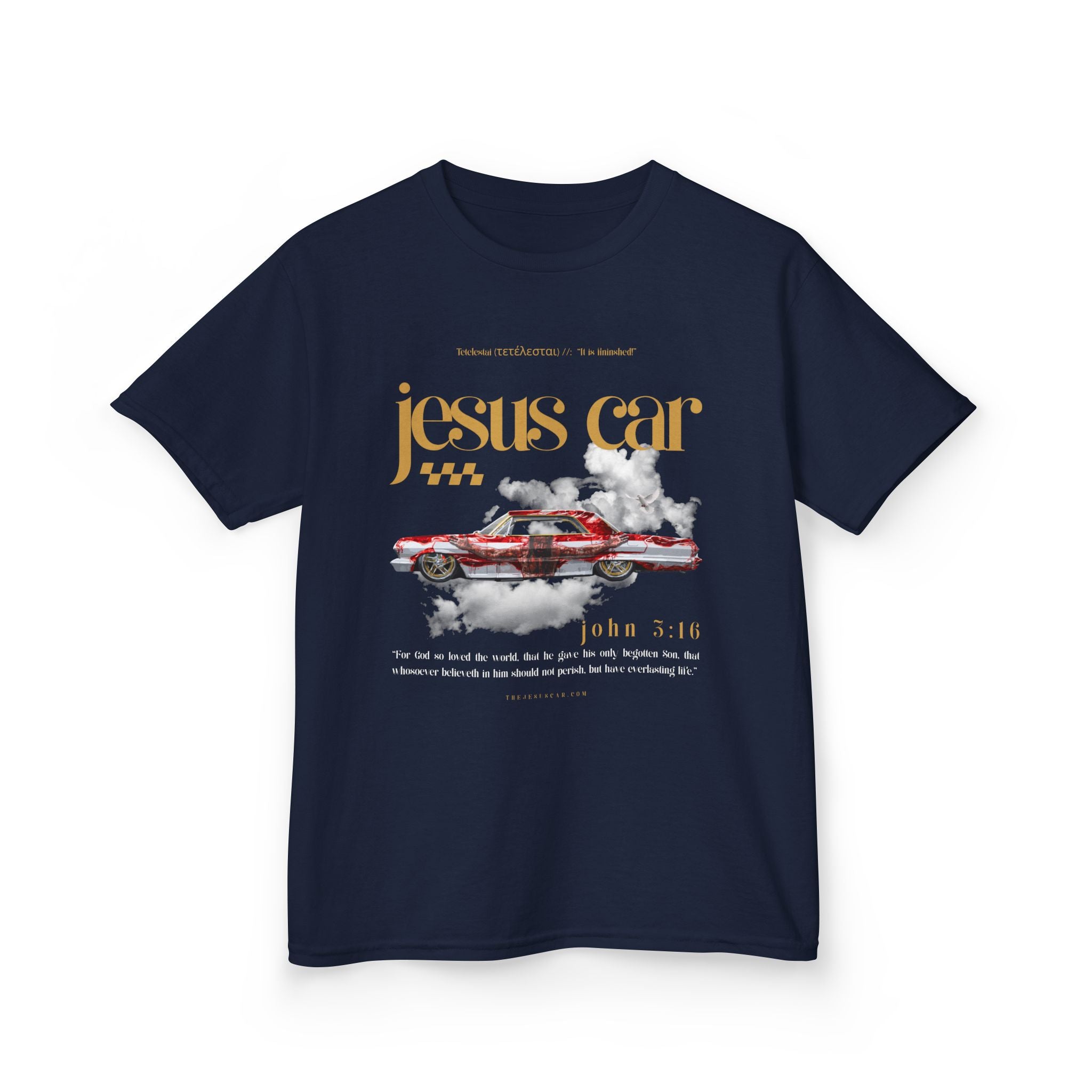 Dove Cloud - Kids Jesus Car Tee - Fun Religious T-Shirt for Children, John 3:16, Kids Christian Clothing, Christian Gift, Sunday School