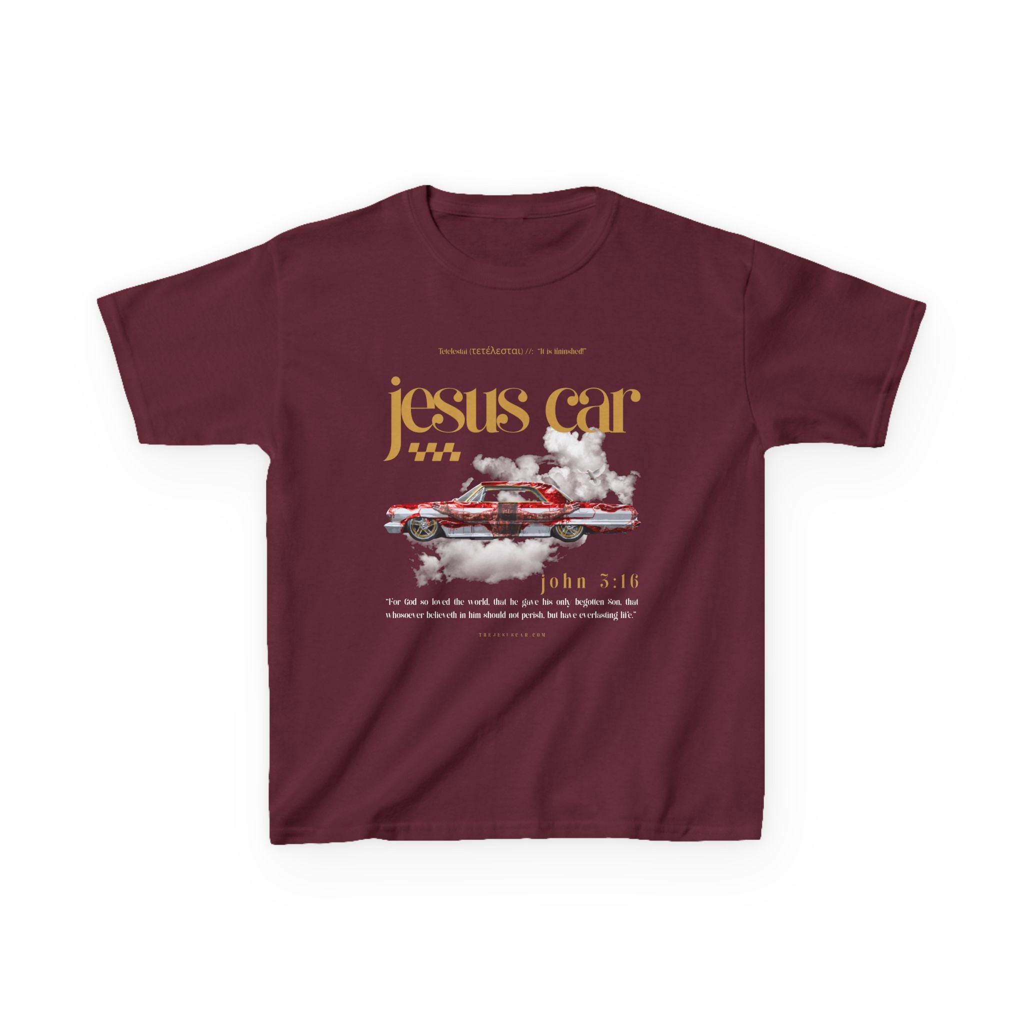 Dove Cloud - Kids Jesus Car Tee - Fun Religious T-Shirt for Children, John 3:16, Kids Christian Clothing, Christian Gift, Sunday School