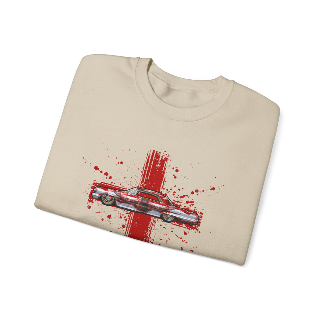 Red Cross - Jesus Car Sweatshirt, Unisex Crewneck, John 3:16, Christian Clothing, Christian Gift, Casual Wear, Faith-Based Apparel