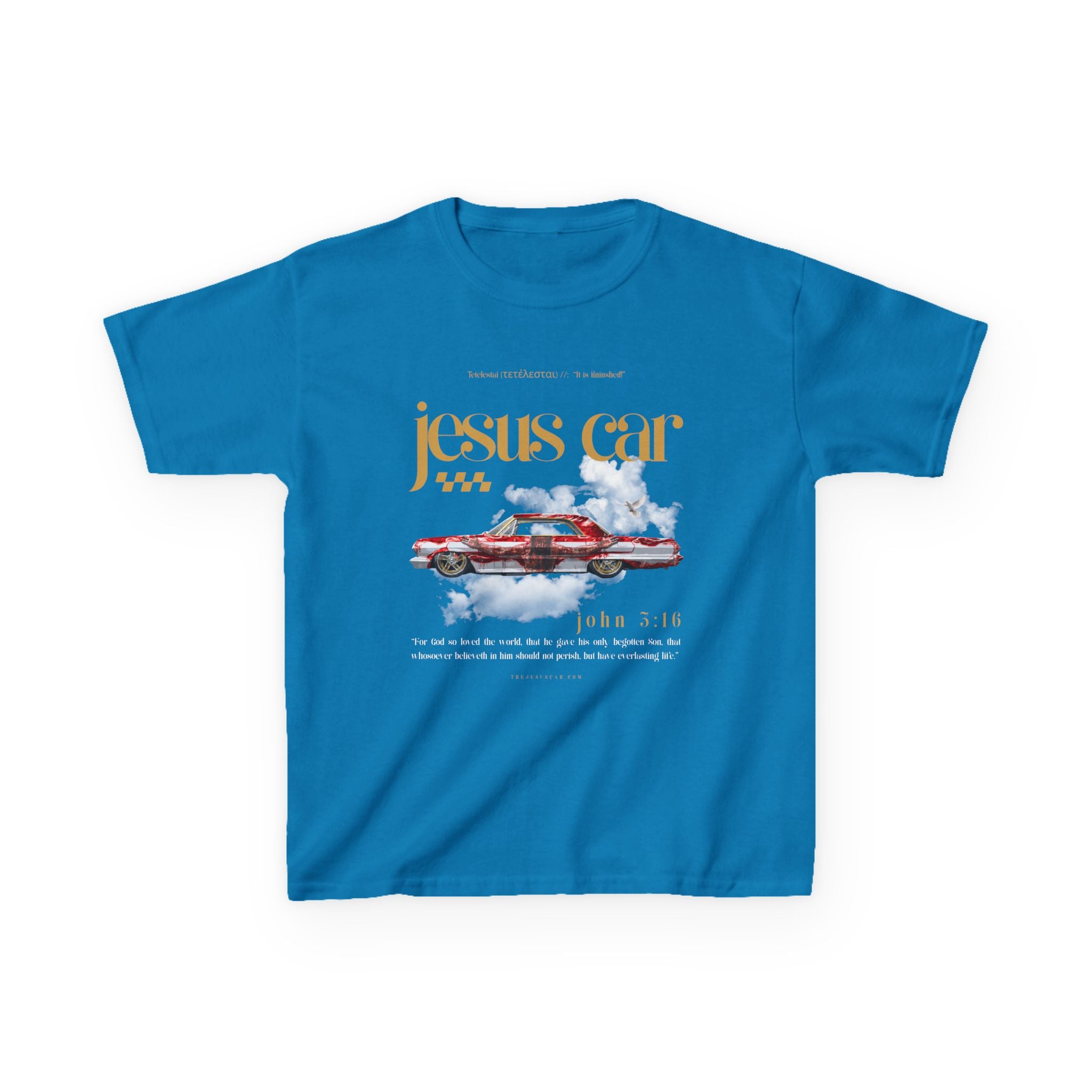 Dove Cloud - Kids Jesus Car Tee - Fun Religious T-Shirt for Children, John 3:16, Kids Christian Clothing, Christian Gift, Sunday School