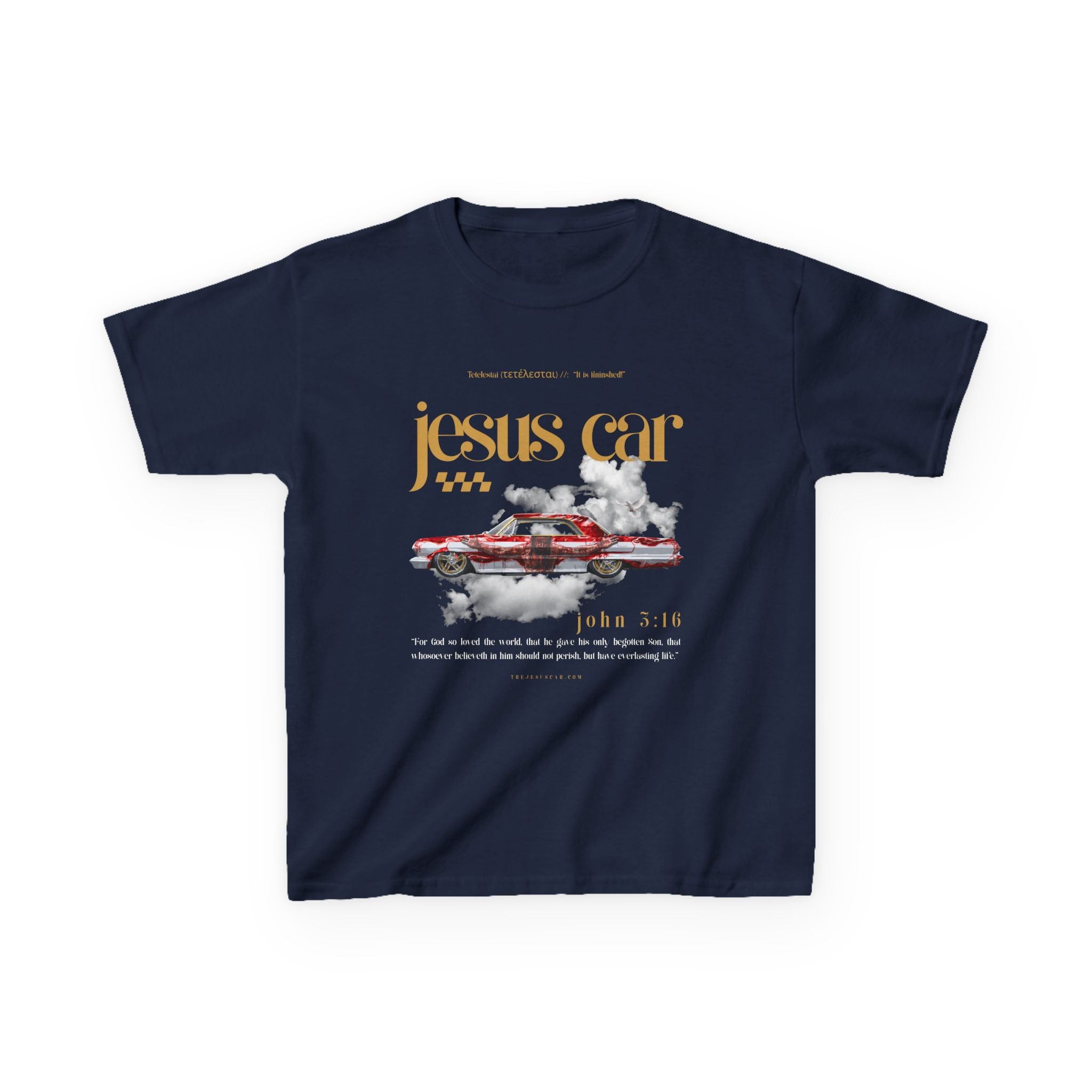 Dove Cloud - Kids Jesus Car Tee - Fun Religious T-Shirt for Children, John 3:16, Kids Christian Clothing, Christian Gift, Sunday School