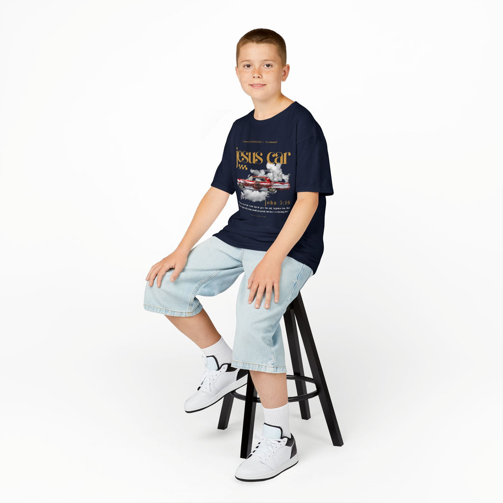 Dove Cloud - Kids Jesus Car Tee - Fun Religious T-Shirt for Children, John 3:16, Kids Christian Clothing, Christian Gift, Sunday School