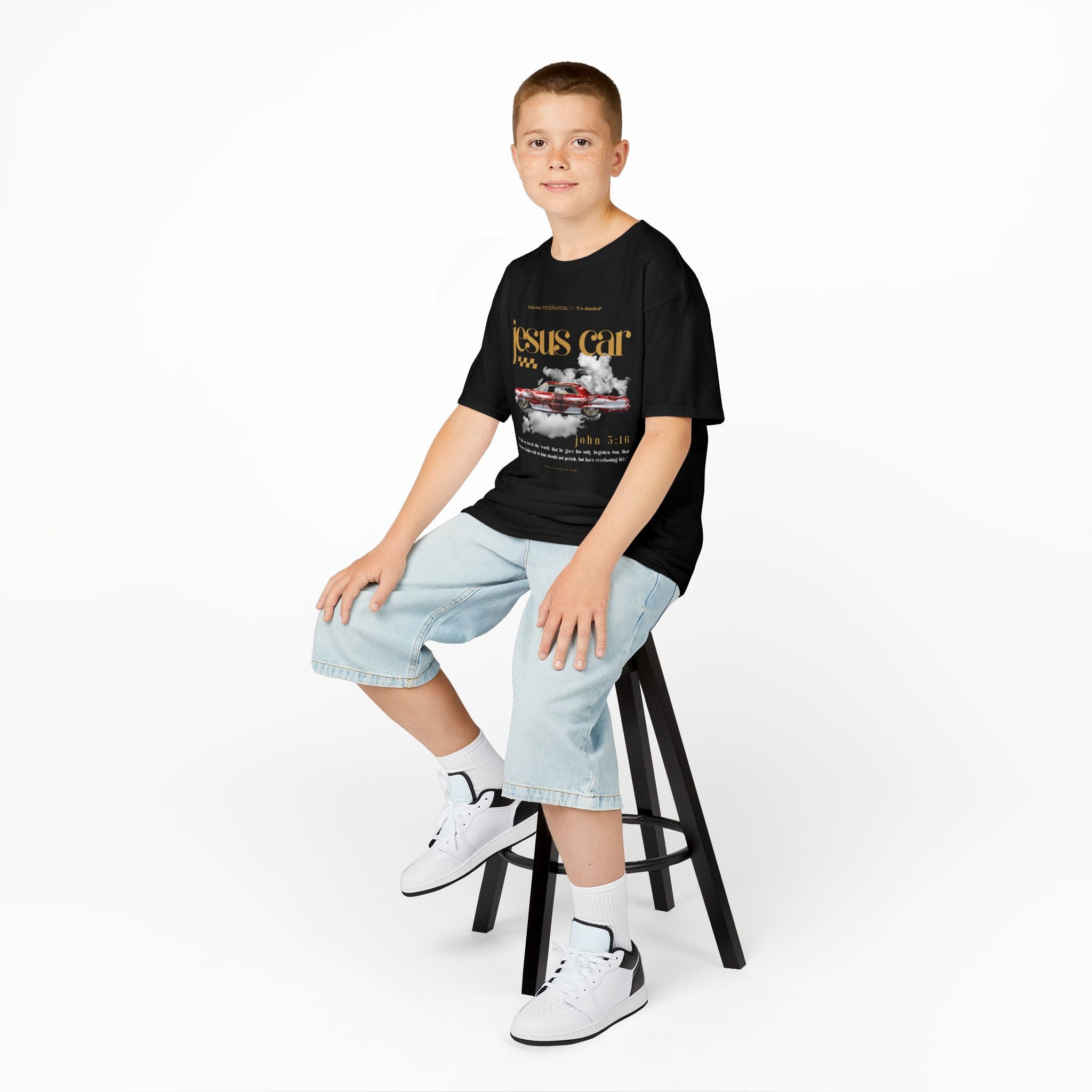 Dove Cloud - Kids Jesus Car Tee - Fun Religious T-Shirt for Children, John 3:16, Kids Christian Clothing, Christian Gift, Sunday School