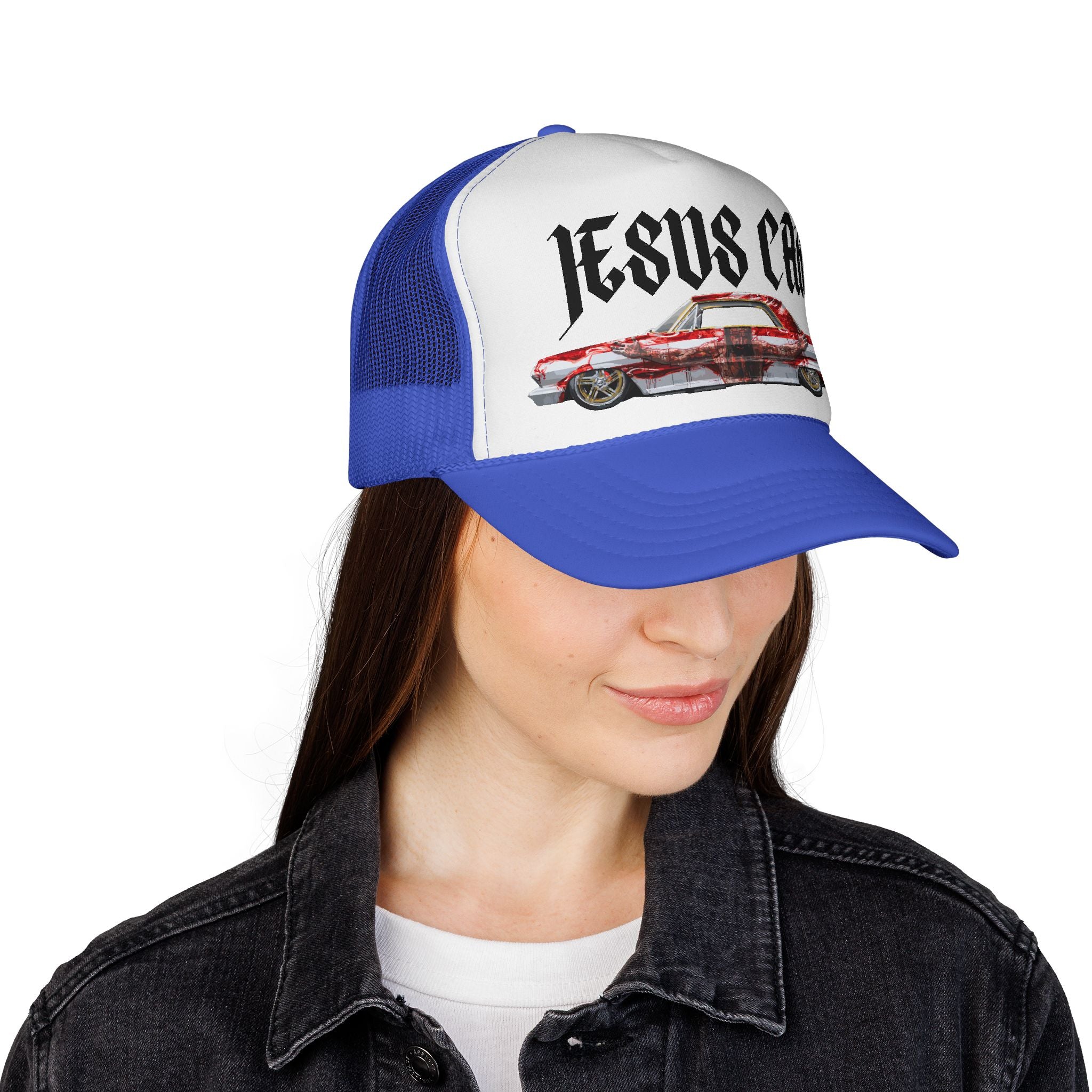 Jesus Car Trucker Cap, Faith Hat, Religious Gift, Vintage Style Headwear, Christian Apparel, Unique Trucking Merchandise