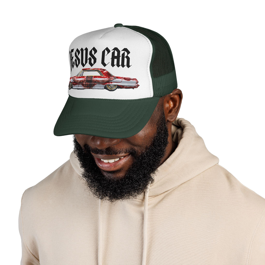 Jesus Car Trucker Cap, Faith Hat, Religious Gift, Vintage Style Headwear, Christian Apparel, Unique Trucking Merchandise