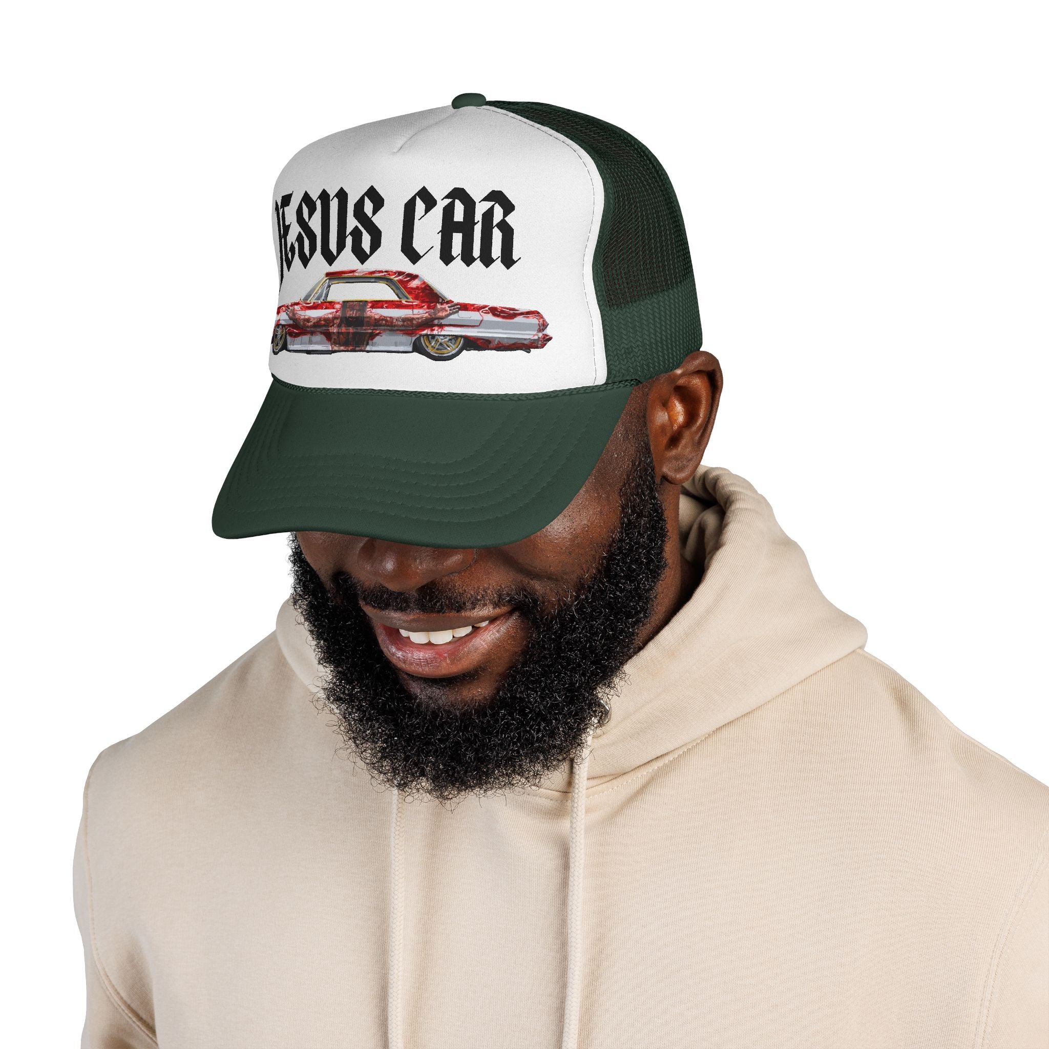 Jesus Car Trucker Cap, Faith Hat, Religious Gift, Vintage Style Headwear, Christian Apparel, Unique Trucking Merchandise