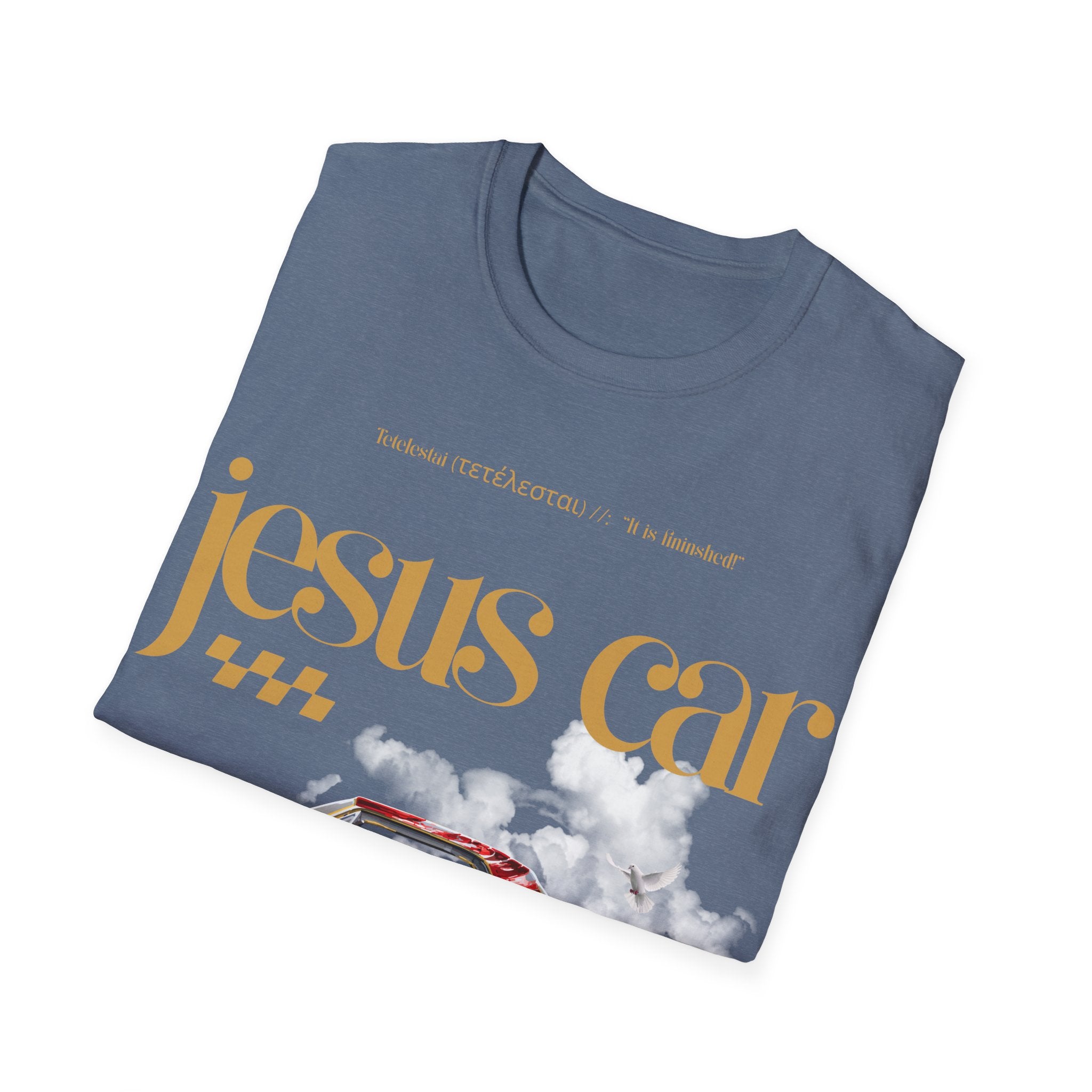 Dove Cloud Adult T-shirt - Jesus Car Unisex Softstyle T-Shirt | John 3:16, Christian Clothing, Gift for Car Lovers, Faith-Based Apparel, Jesus