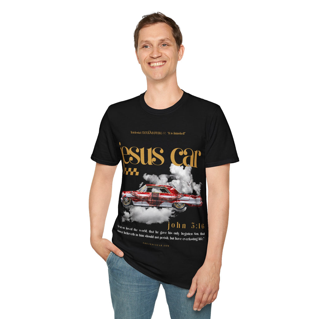 Dove Cloud Adult T-shirt - Jesus Car Unisex Softstyle T-Shirt | John 3:16, Christian Clothing, Gift for Car Lovers, Faith-Based Apparel, Jesus
