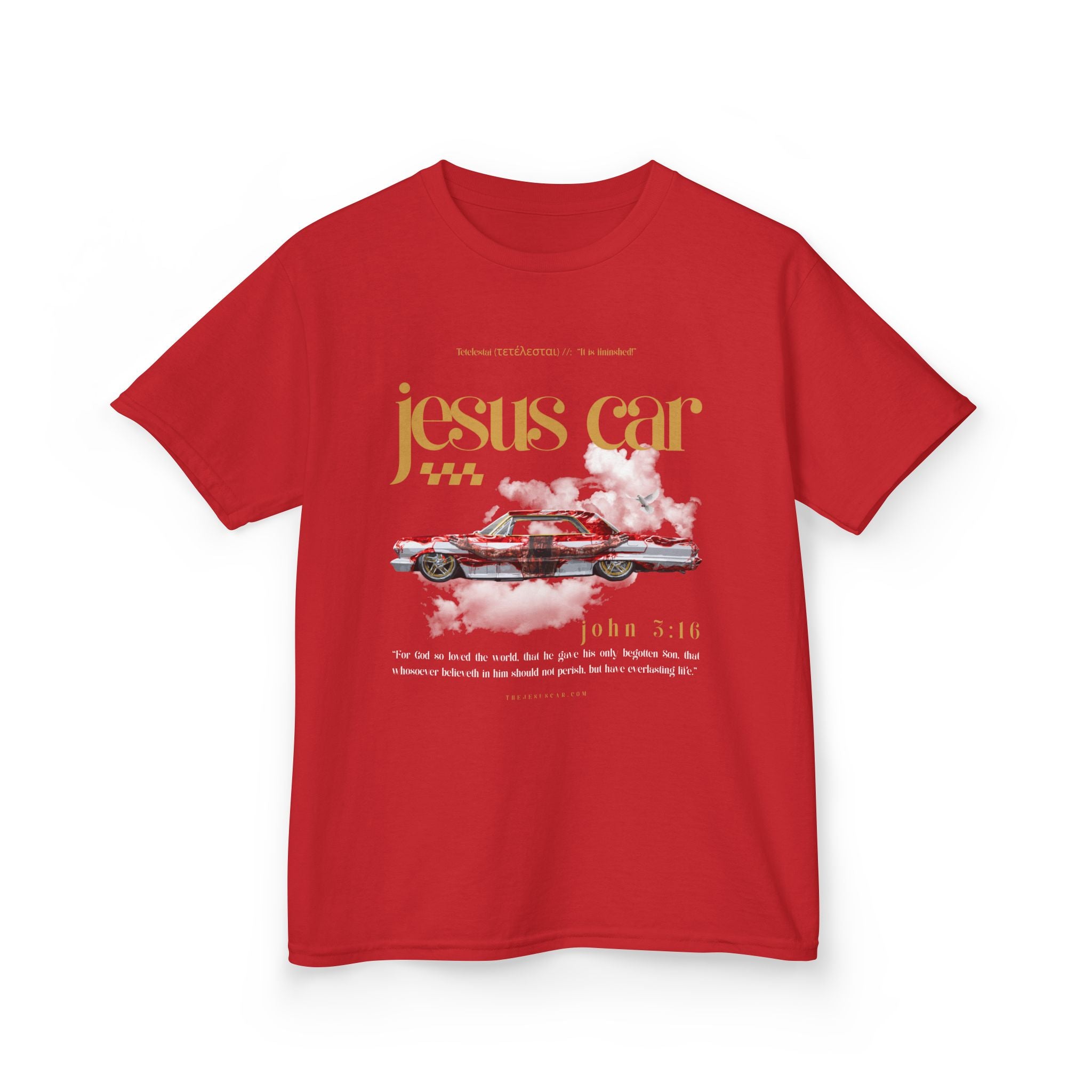 Dove Cloud - Kids Jesus Car Tee - Fun Religious T-Shirt for Children, John 3:16, Kids Christian Clothing, Christian Gift, Sunday School