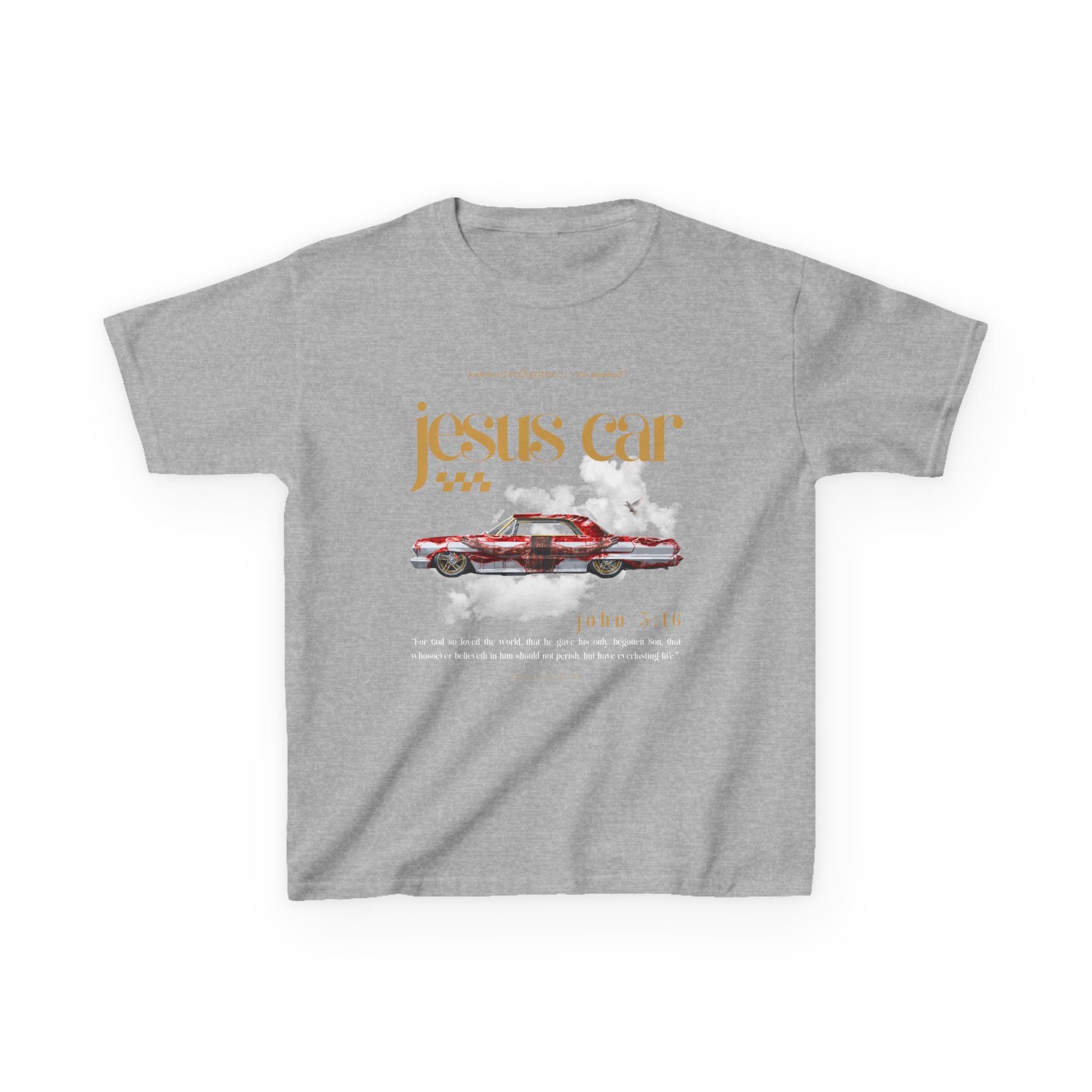 Dove Cloud - Kids Jesus Car Tee - Fun Religious T-Shirt for Children, John 3:16, Kids Christian Clothing, Christian Gift, Sunday School
