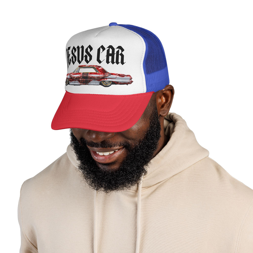 Jesus Car Trucker Cap, Faith Hat, Religious Gift, Vintage Style Headwear, Christian Apparel, Unique Trucking Merchandise