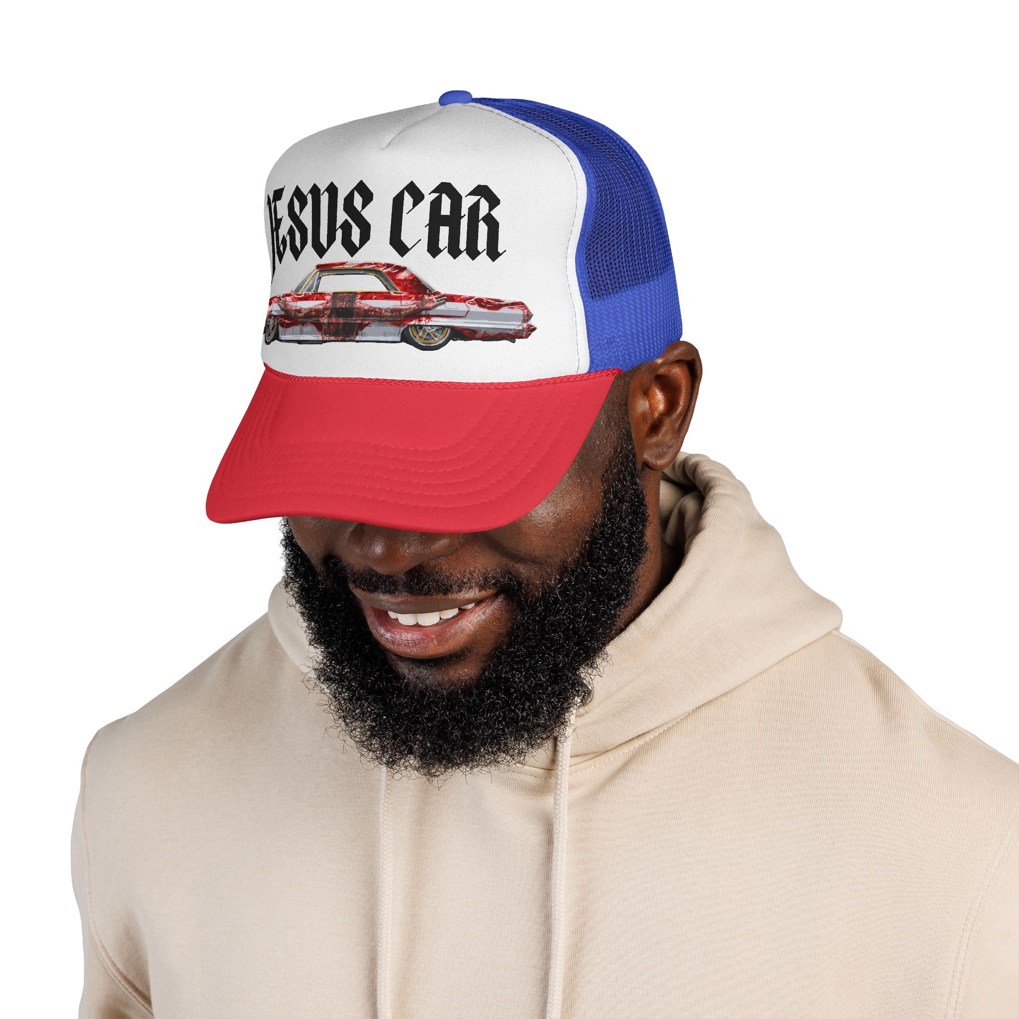 Jesus Car Trucker Cap, Faith Hat, Religious Gift, Vintage Style Headwear, Christian Apparel, Unique Trucking Merchandise