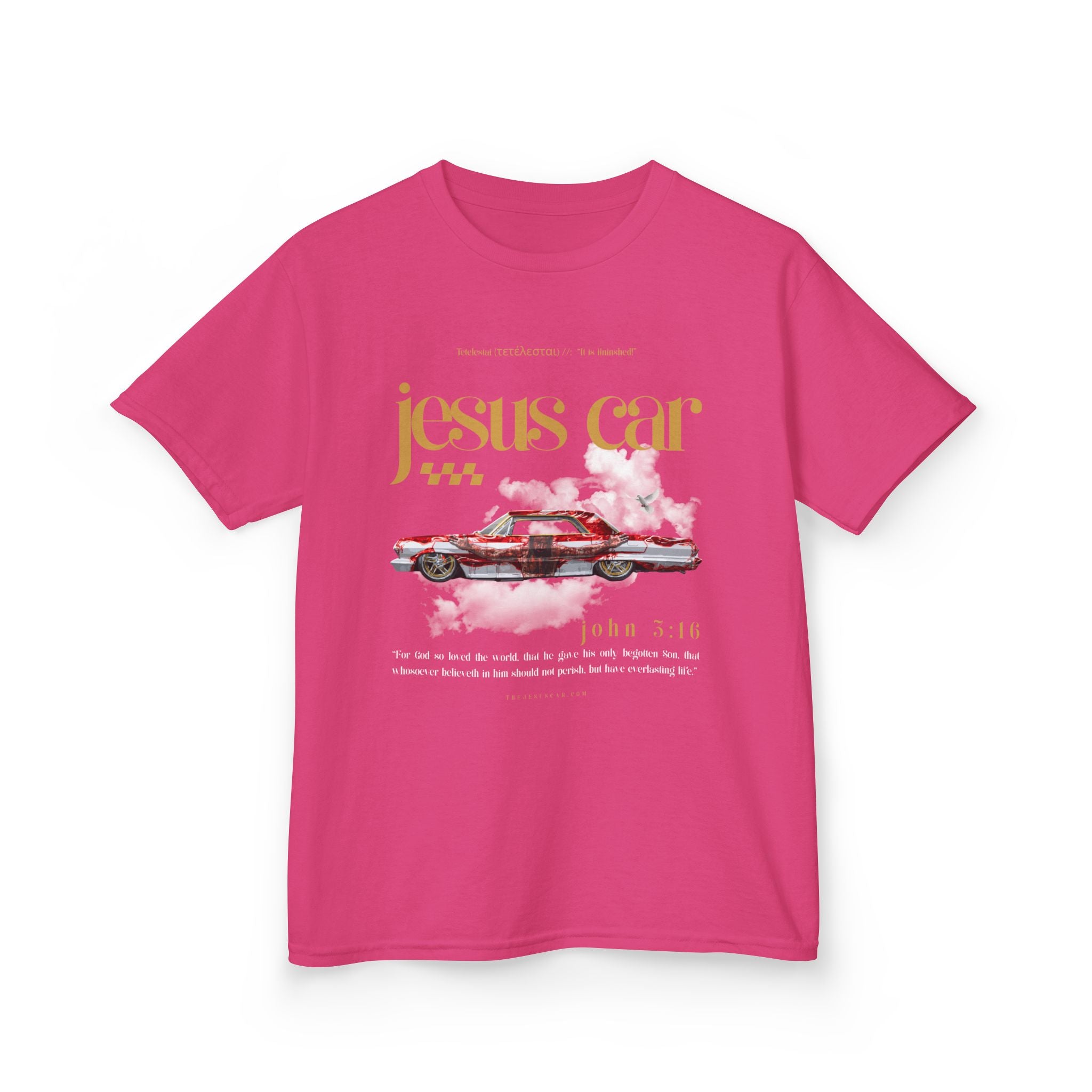 Dove Cloud - Kids Jesus Car Tee - Fun Religious T-Shirt for Children, John 3:16, Kids Christian Clothing, Christian Gift, Sunday School