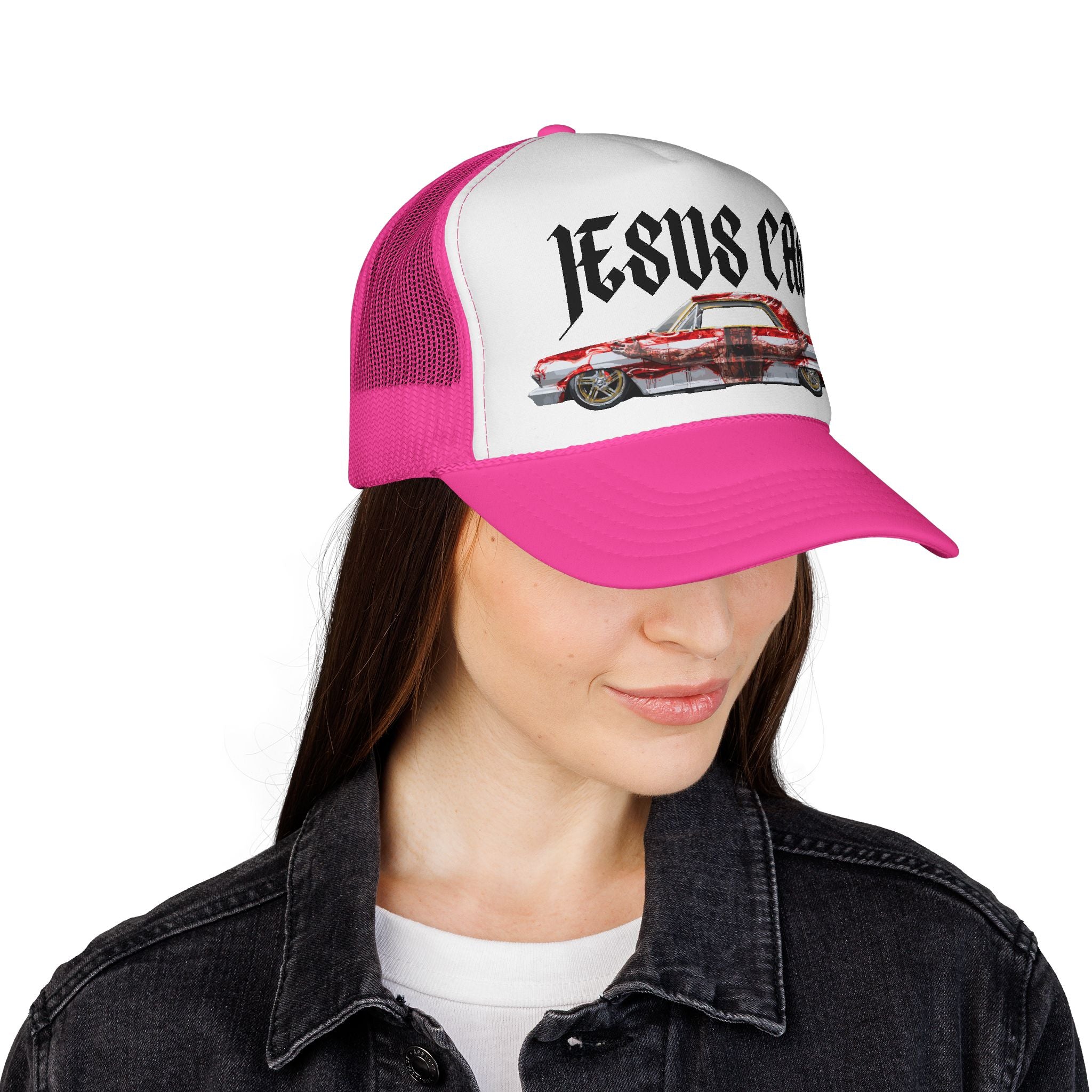 Jesus Car Trucker Cap, Faith Hat, Religious Gift, Vintage Style Headwear, Christian Apparel, Unique Trucking Merchandise