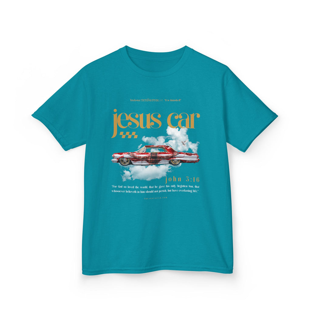 Dove Cloud - Kids Jesus Car Tee - Fun Religious T-Shirt for Children, John 3:16, Kids Christian Clothing, Christian Gift, Sunday School