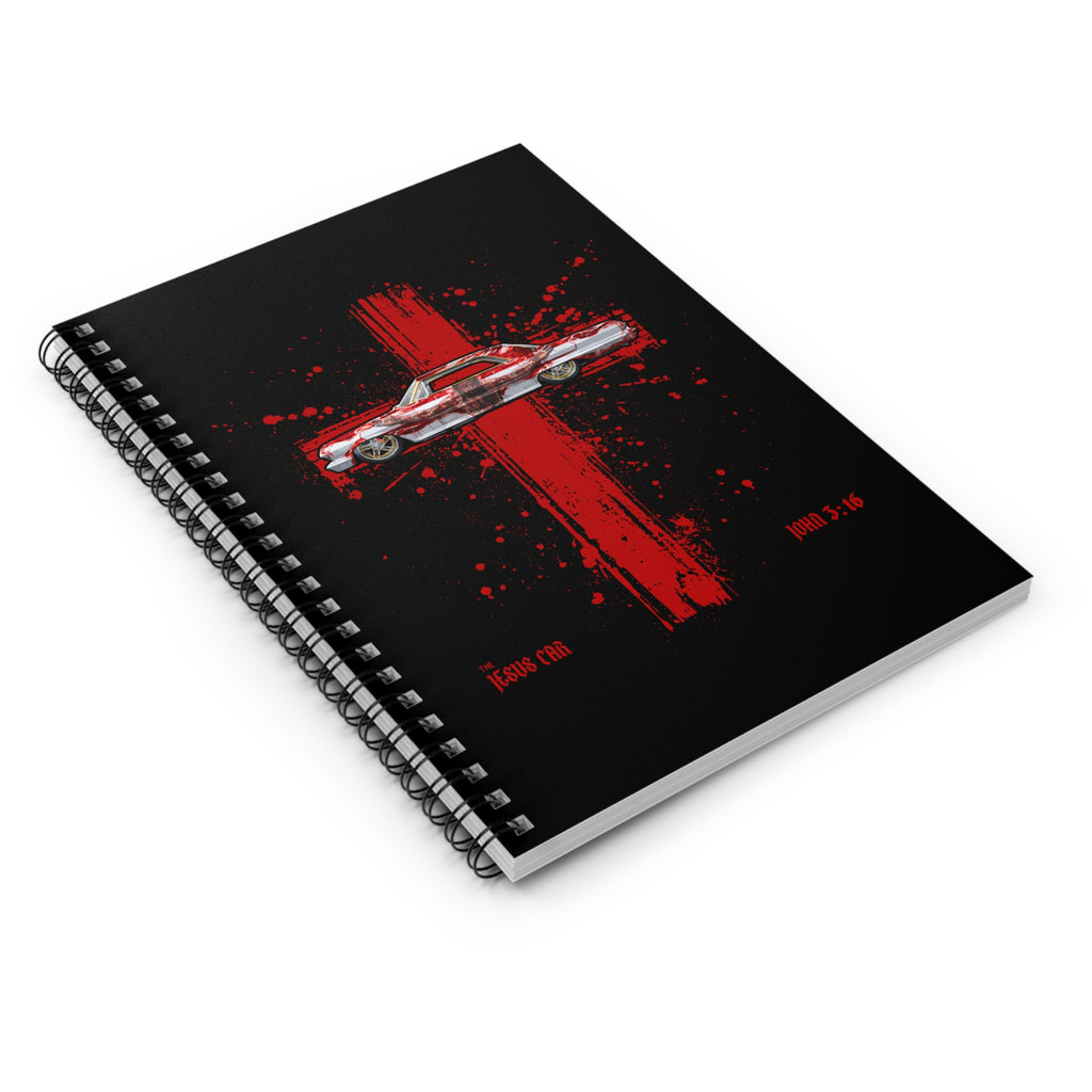 Red Cross Spiral Notebook – Jesus Car Design, Christian Gift, Motivational Journal, School Supplies, Sermon Note-taking