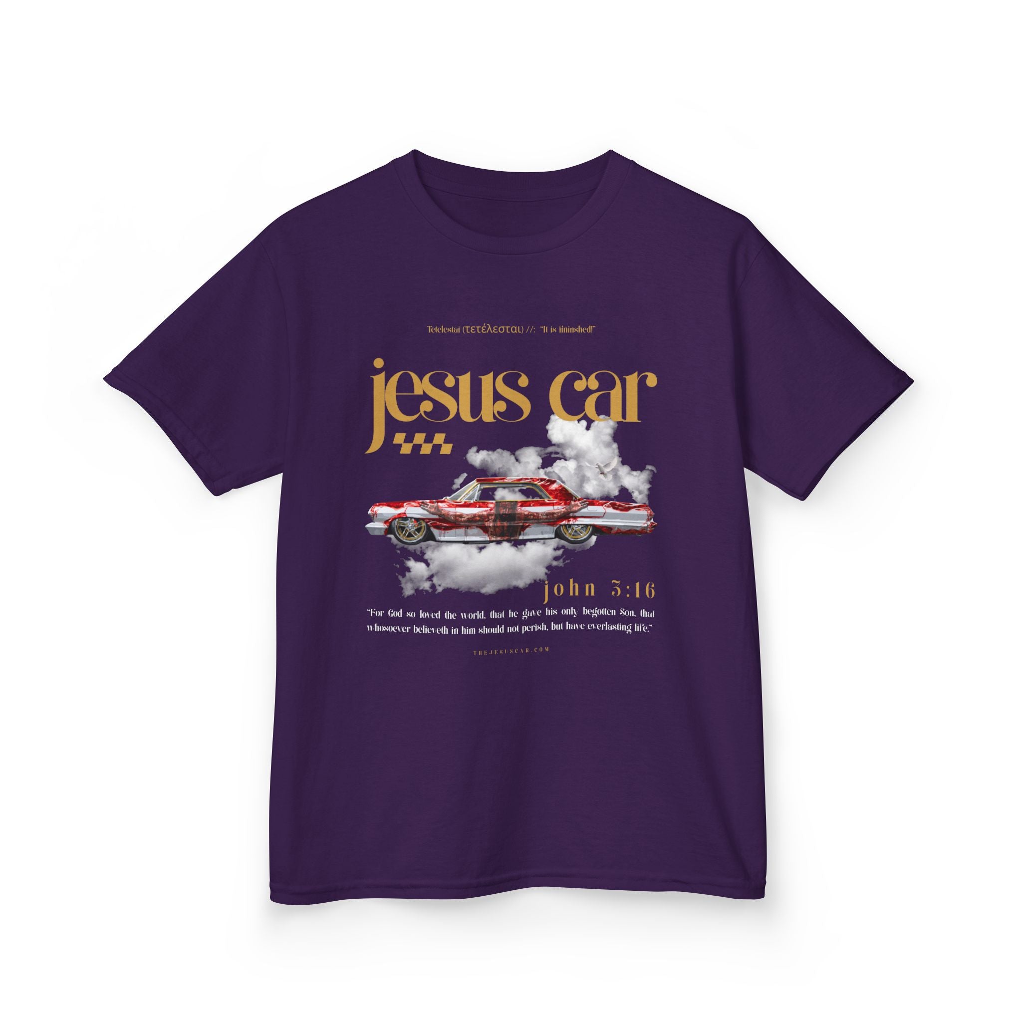 Dove Cloud - Kids Jesus Car Tee - Fun Religious T-Shirt for Children, John 3:16, Kids Christian Clothing, Christian Gift, Sunday School