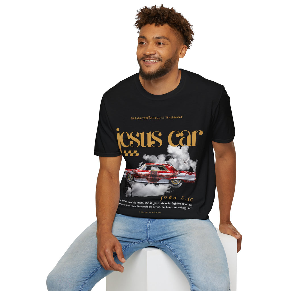 Dove Cloud Adult T-shirt - Jesus Car Unisex Softstyle T-Shirt | John 3:16, Christian Clothing, Gift for Car Lovers, Faith-Based Apparel, Jesus