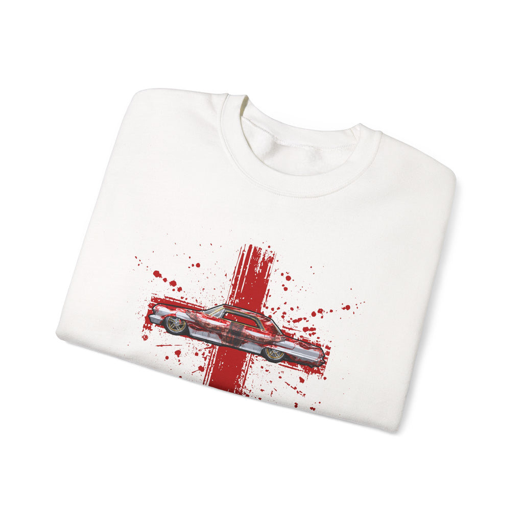 Red Cross - Jesus Car Sweatshirt, Unisex Crewneck, John 3:16, Christian Clothing, Christian Gift, Casual Wear, Faith-Based Apparel