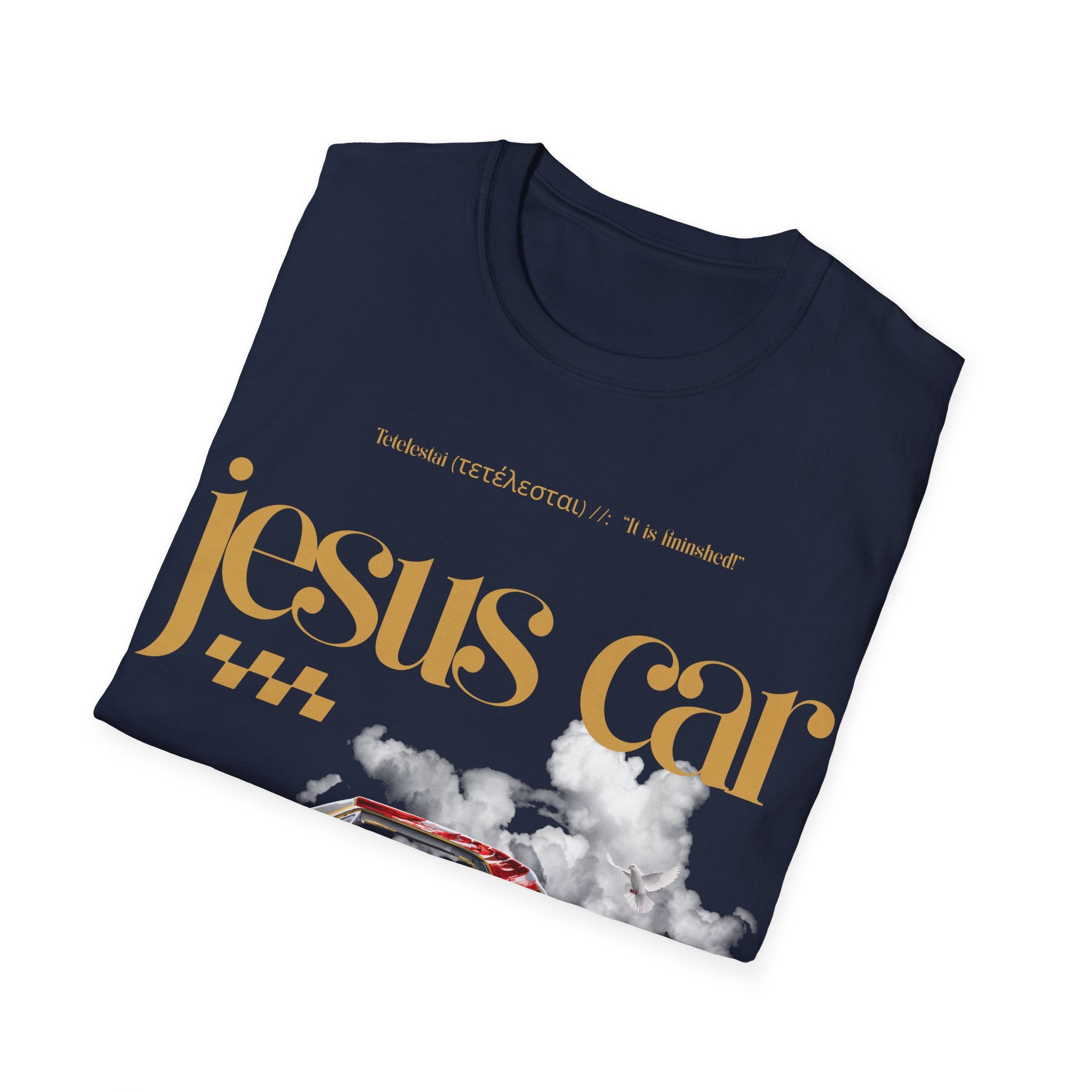 Dove Cloud Adult T-shirt - Jesus Car Unisex Softstyle T-Shirt | John 3:16, Christian Clothing, Gift for Car Lovers, Faith-Based Apparel, Jesus