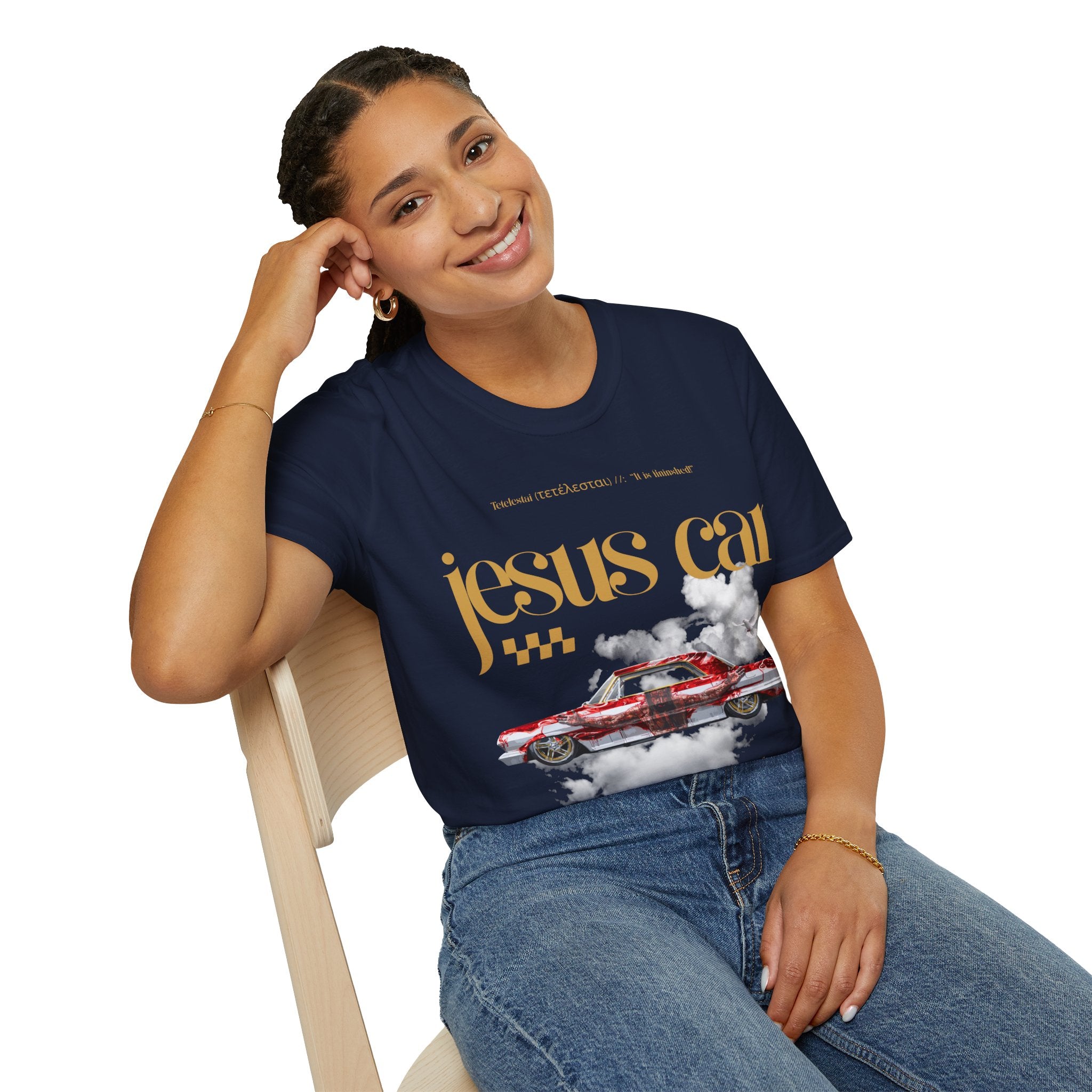 Dove Cloud Adult T-shirt - Jesus Car Unisex Softstyle T-Shirt | John 3:16, Christian Clothing, Gift for Car Lovers, Faith-Based Apparel, Jesus