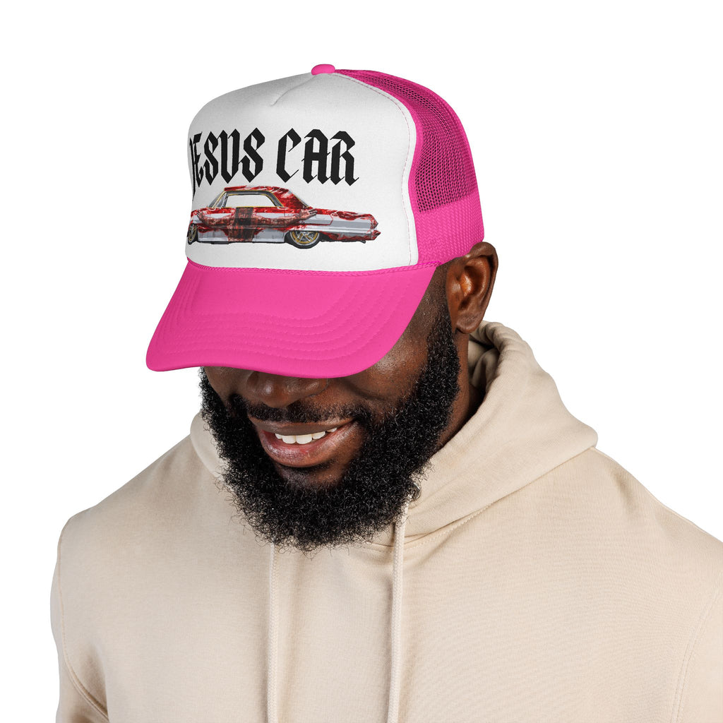 Jesus Car Trucker Cap, Faith Hat, Religious Gift, Vintage Style Headwear, Christian Apparel, Unique Trucking Merchandise